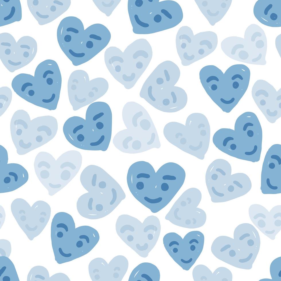 seamless valentine day pattern background with blue heart and smile face, valentine card