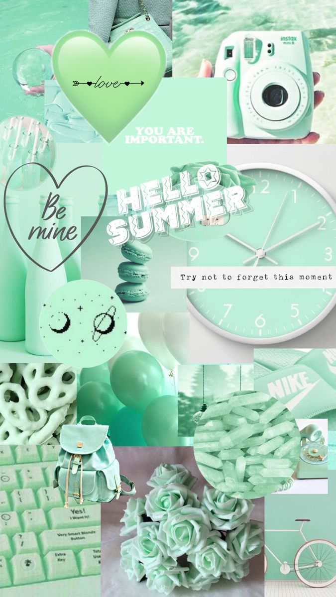 Mint green aesthetic collage wallpaper. Mint green aesthetic, Green aesthetic, Aesthetic collage