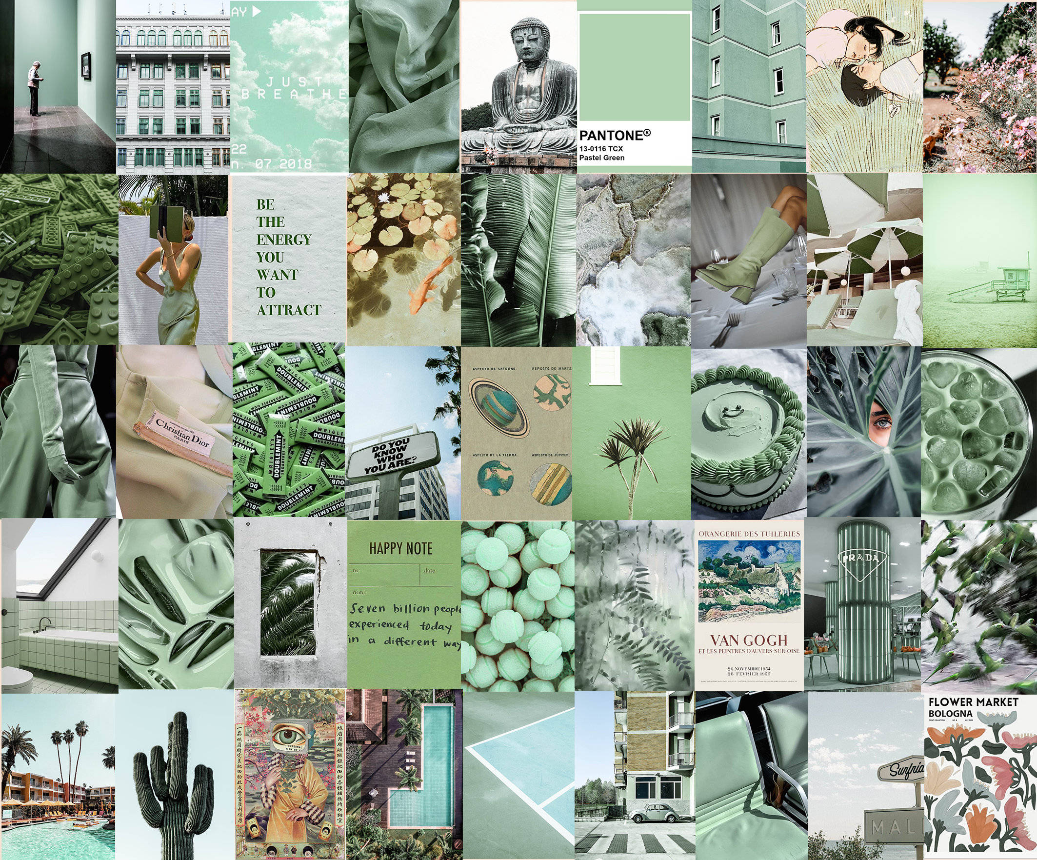 Download Tiled Sage Green Aesthetic Wallpaper