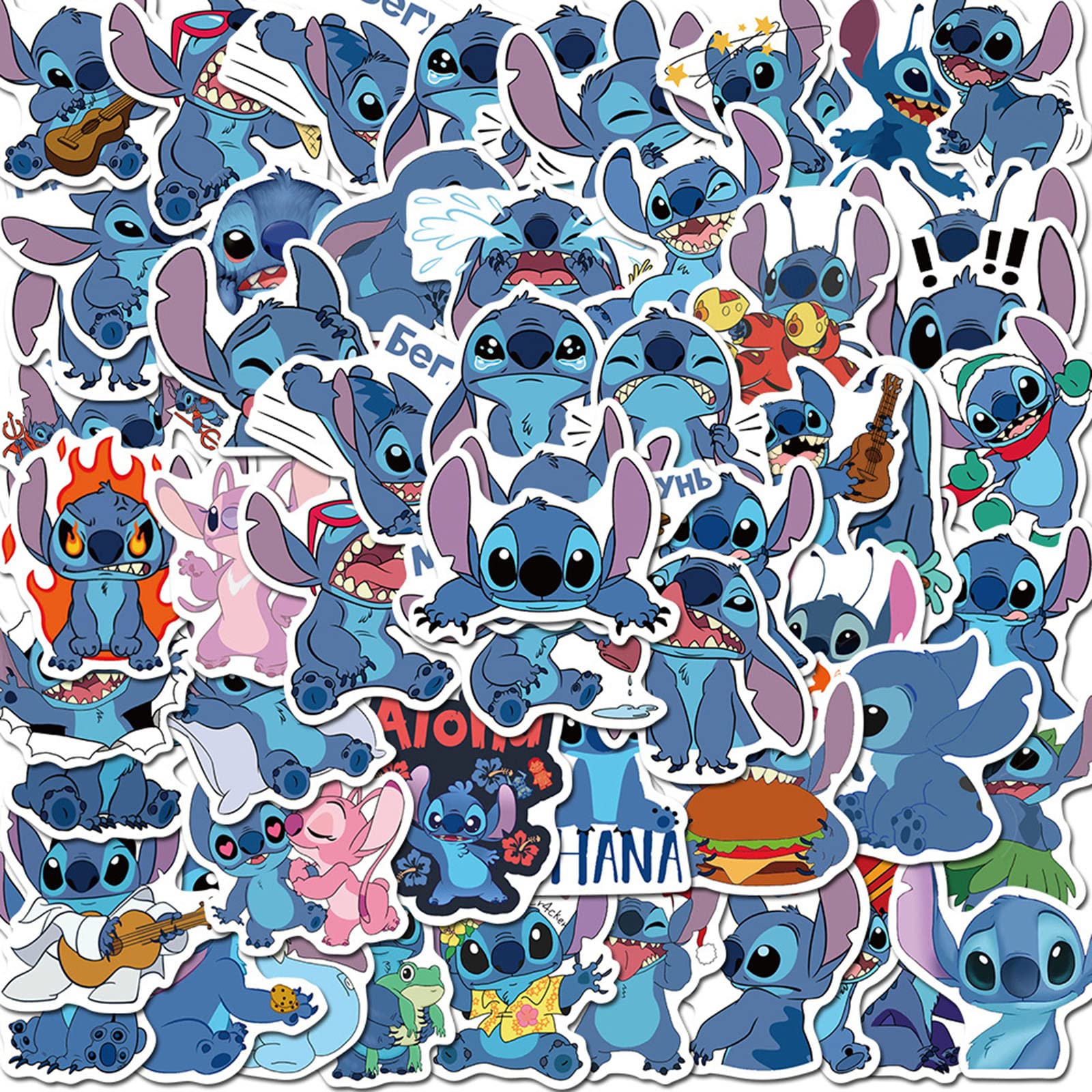 Meet Holiday Cute Stitch Decoration Stickers Waterproof Vinyl Scrapbook Stickers Car Motorcycle Bicycle Luggage Decal 50 PCS Laptop Stickers (Lilo & Stitch)