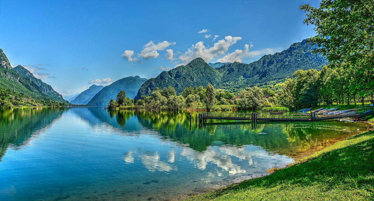 Photo Alps Italy Idro lake Nature Mountains Lake landscape
