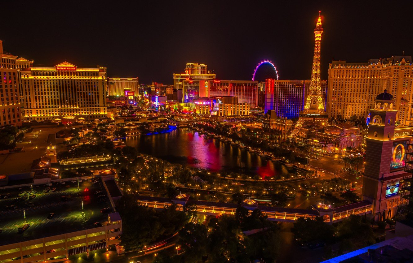 Wallpaper night, the city, lights, Las Vegas, Nevada image for desktop, section город