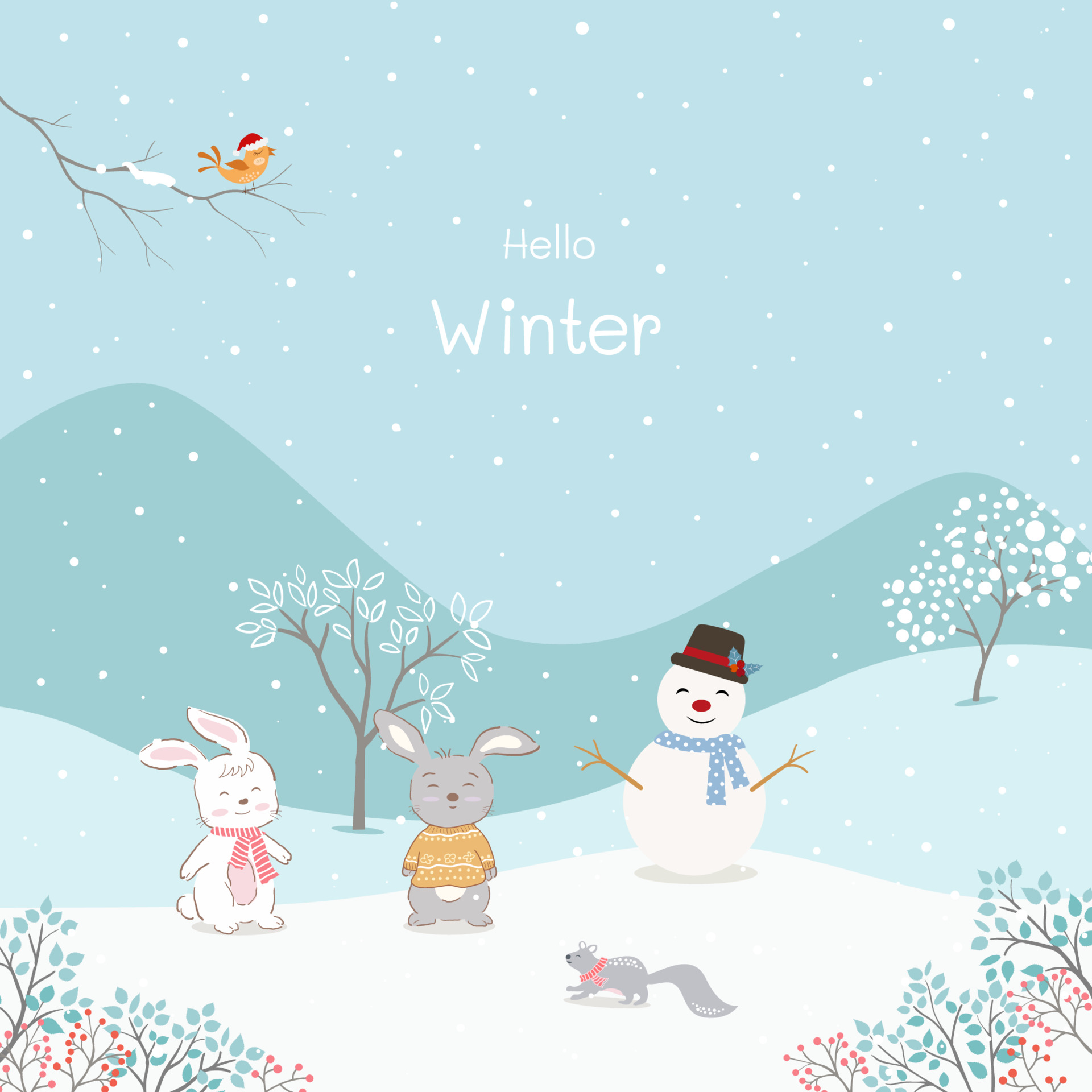 Winter Cartoon Cute Wallpapers - Wallpaper Cave