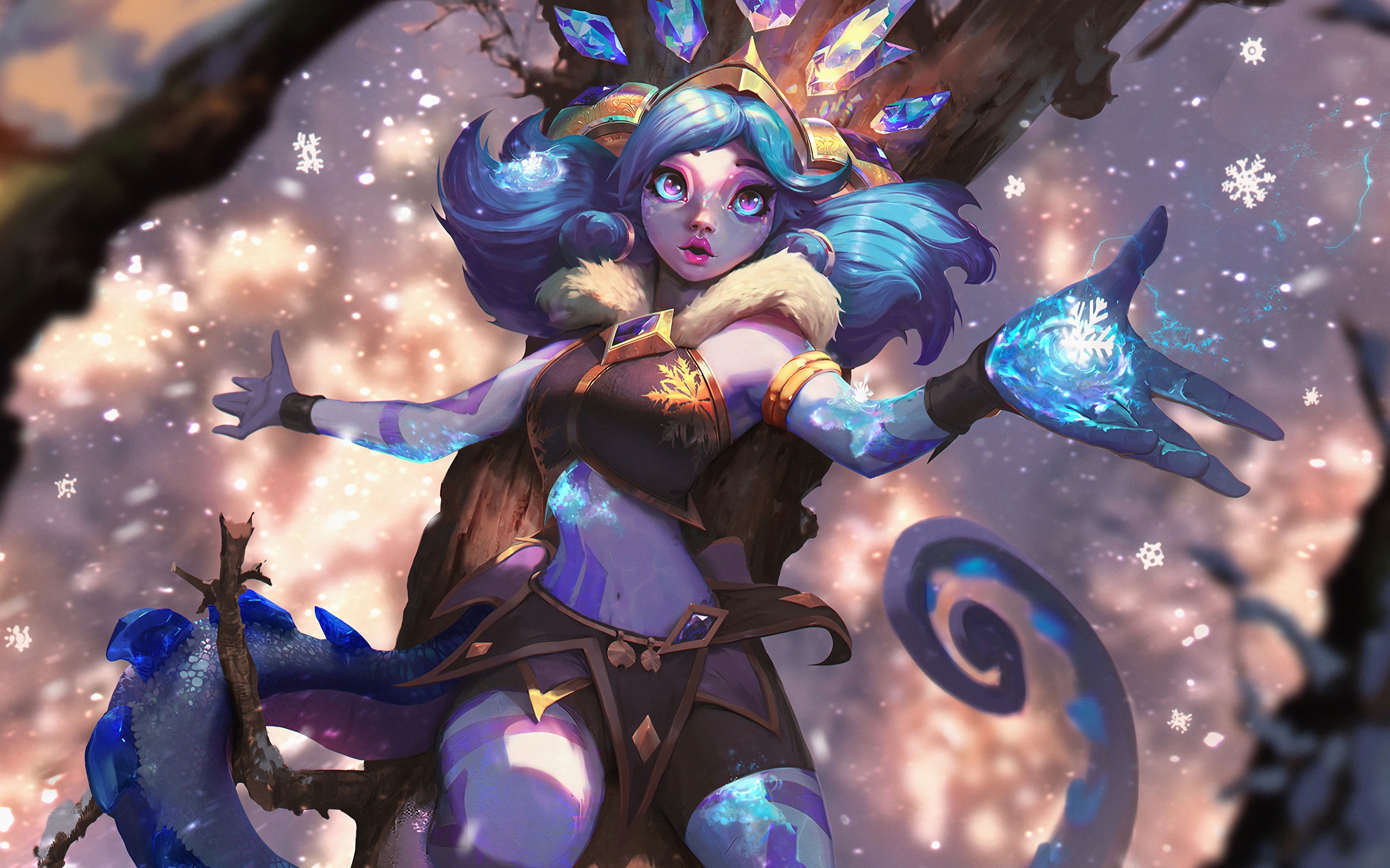 Wallpaper 4k Winter Wonder Neeko LoL Splash Art Skin League of Legends lol Wallpaper