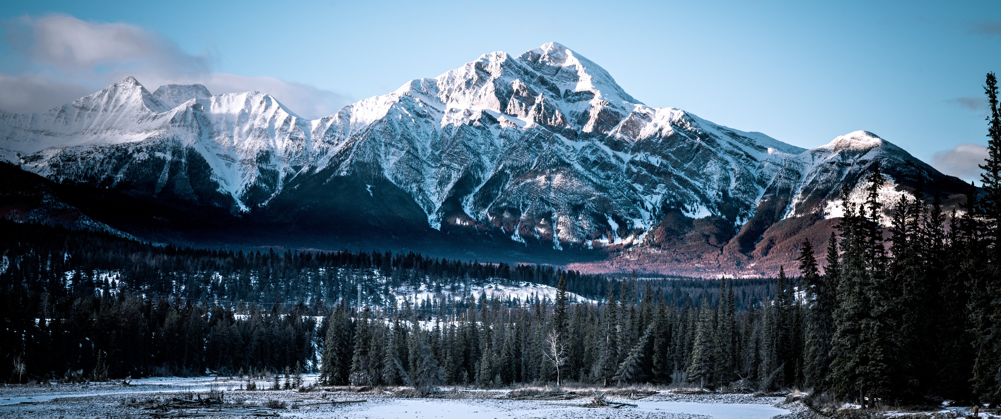 Jasper National Park Wallpaper 4K, Alberta, Canada, Winter, Glacier mountains, Nature
