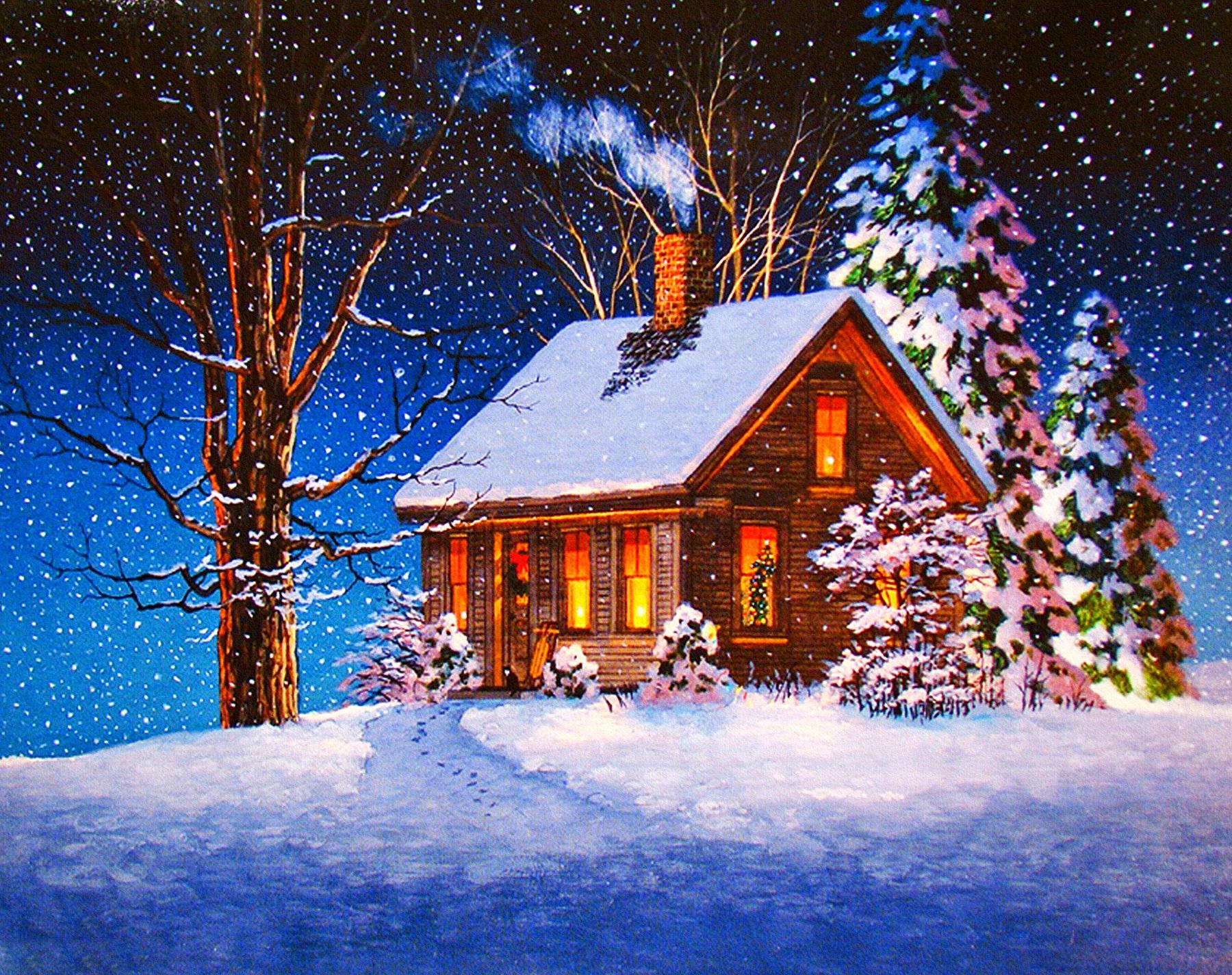 Christmas Winter Cabin Wallpapers - Wallpaper Cave