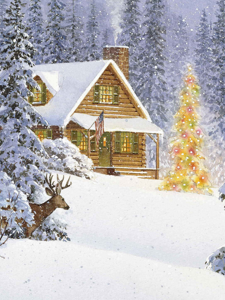 Christmas Winter Cabin Wallpapers - Wallpaper Cave