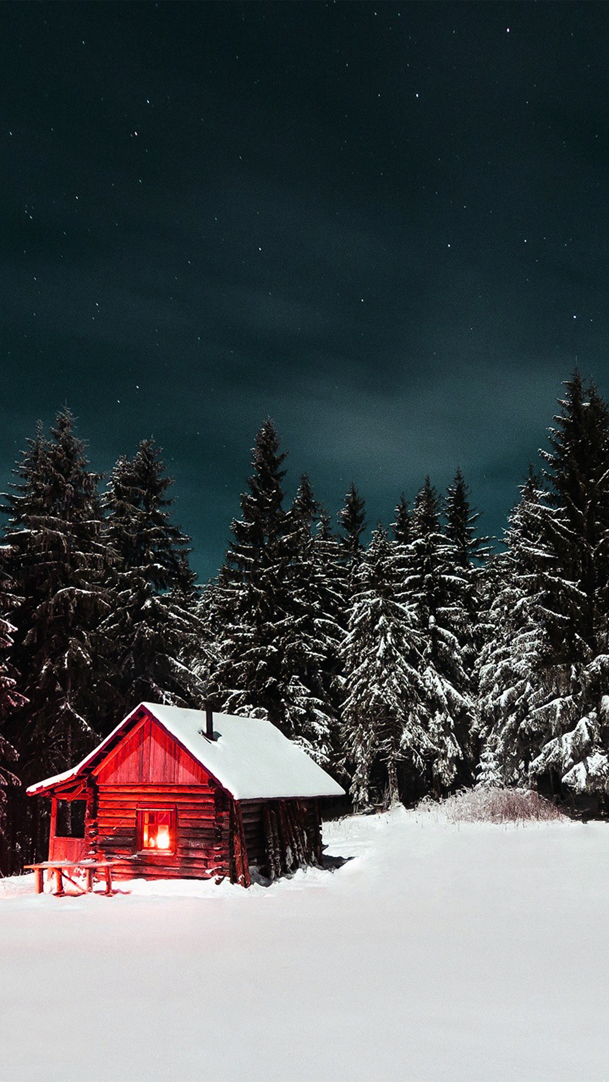 Winter House Night Sky Christmas Starry Wallpaper