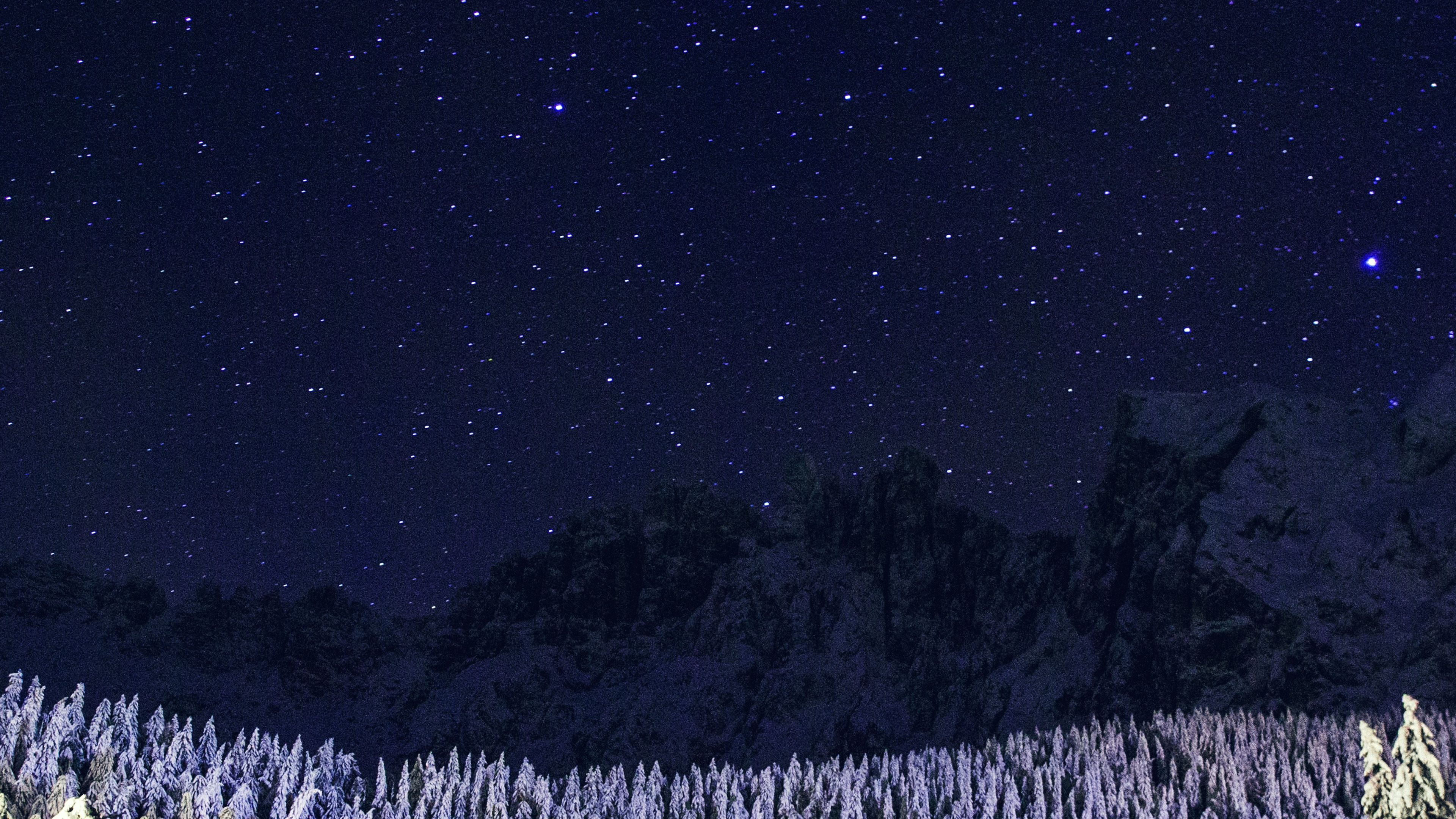 wallpaper for desktop, laptop. night mountain sky space star cold winter blue