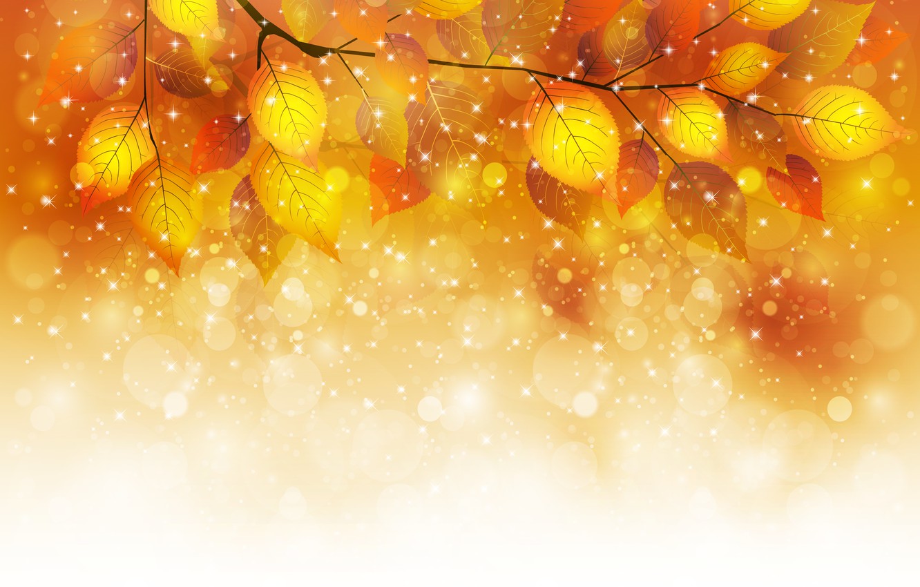Wallpaper autumn, leaves, bubbles, sprig, glitter image for desktop, section рендеринг