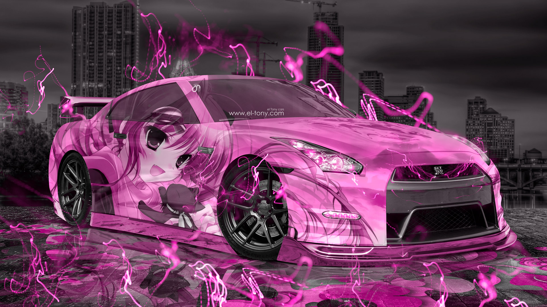 Nissan GTR R35 JDM Anime Girl Aerography City Car 2015 el Tony