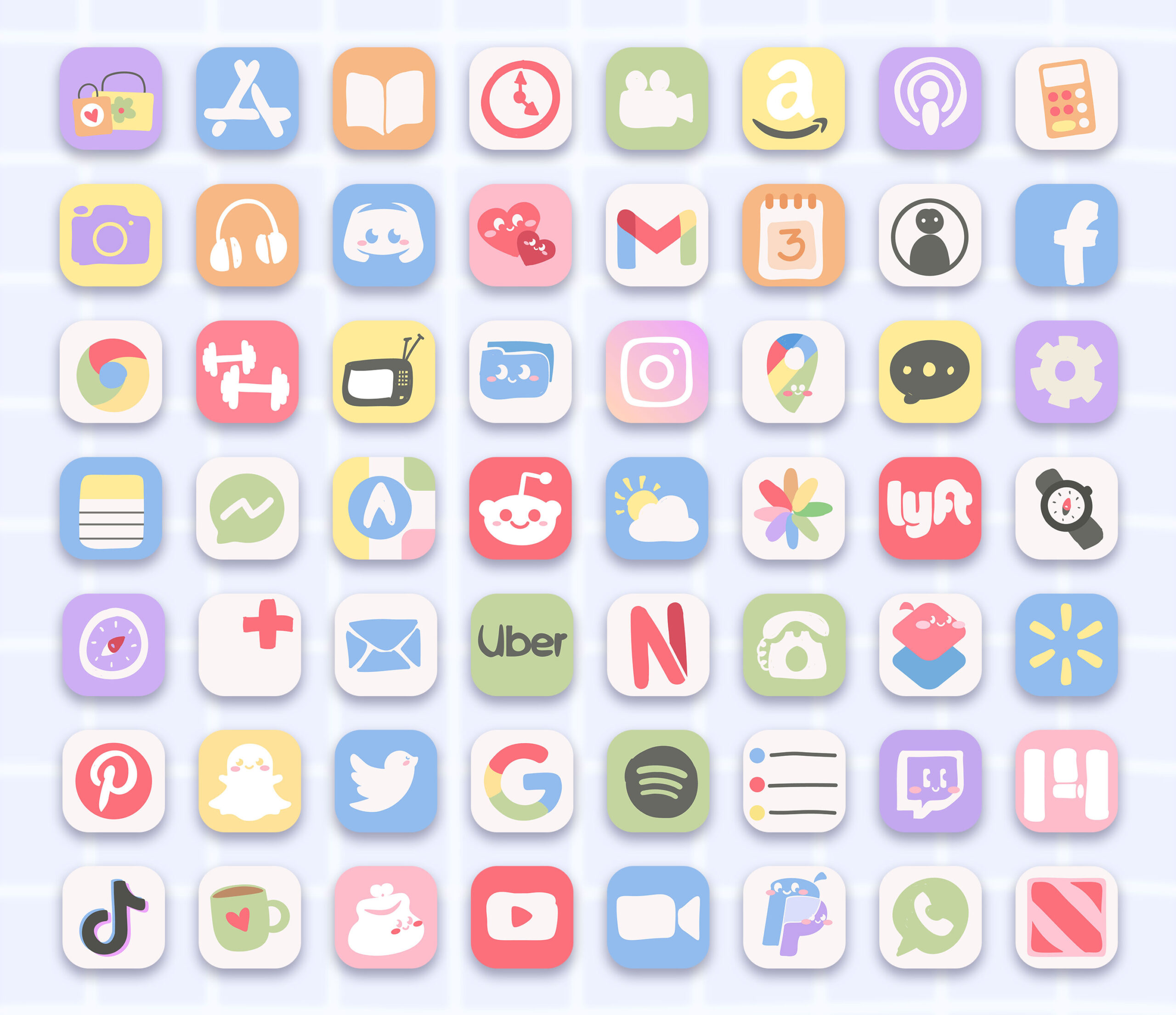 Cute Doodle App Icon for iOS & Android Pastel App Icon