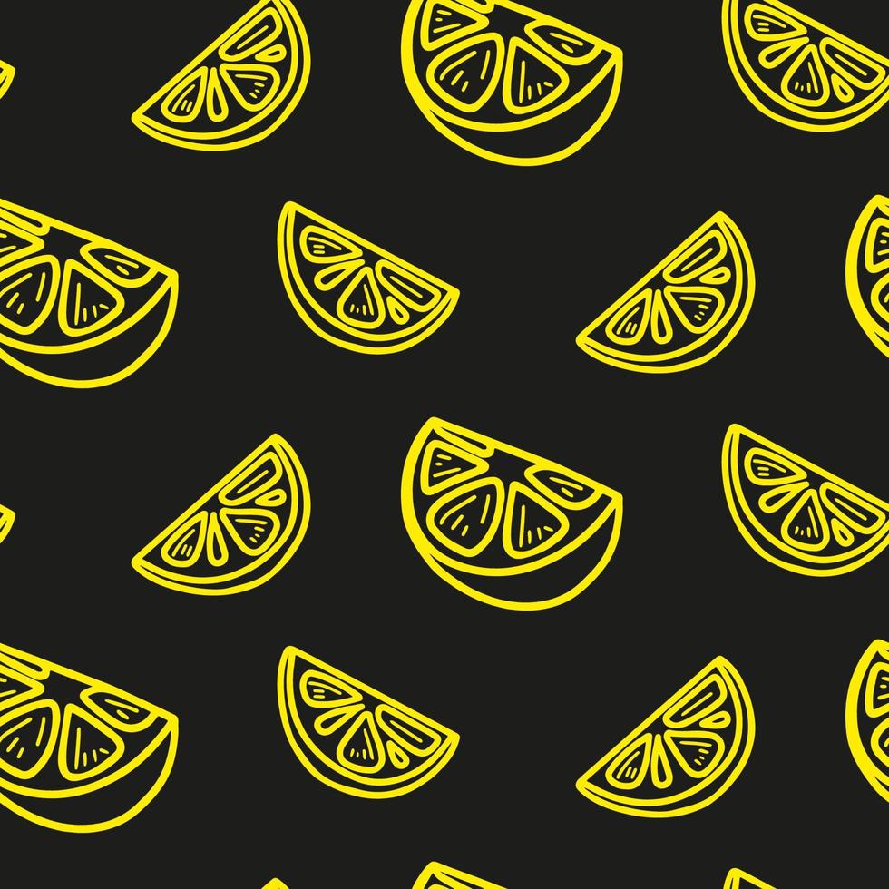 Fresh lemons background, hand drawn icons. Colorful wallpaper vector. Seamless pattern with fresh fruits collection. Decorative illustration, good for printing. Symbol of summer. Doodle style