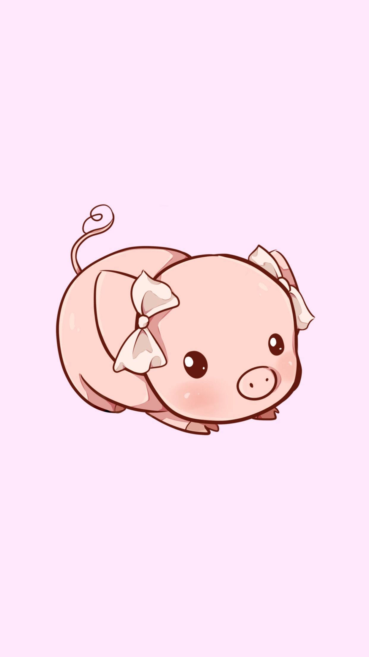 Download Cute Pig With Pink Bow Wallpaper