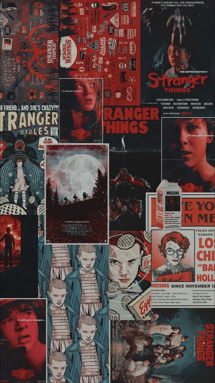 Photo Collage Of Poster Stranger Things Desktop Wallpaper Max Eleven Dustin Nancy Barb. Stranger Things Wallpaper, Stranger Things Aesthetic, Stranger Things Tv