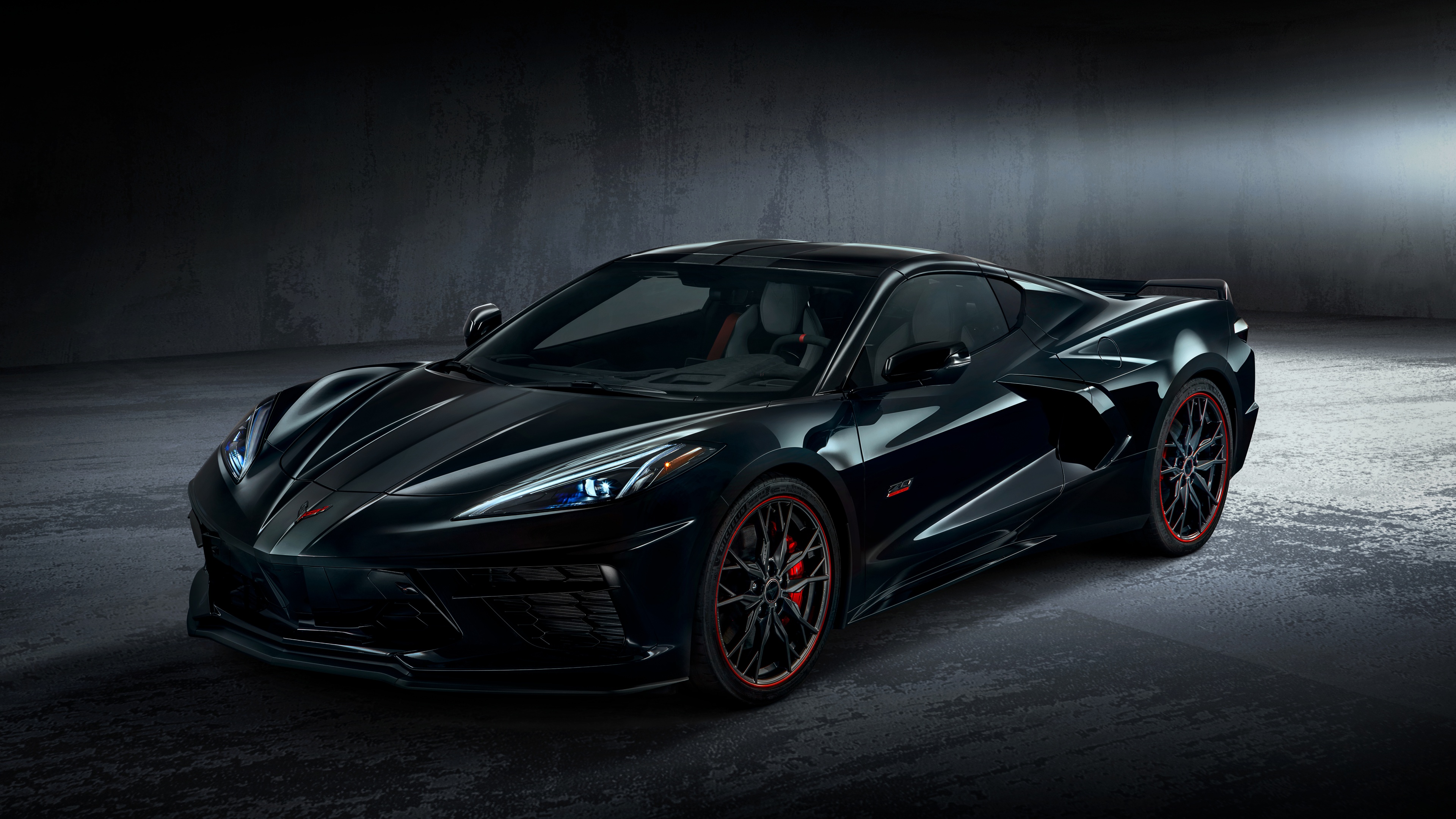 Chevrolet Corvette Stingray Coupe Wallpaper 4K, 70th Anniversary, Black Dark