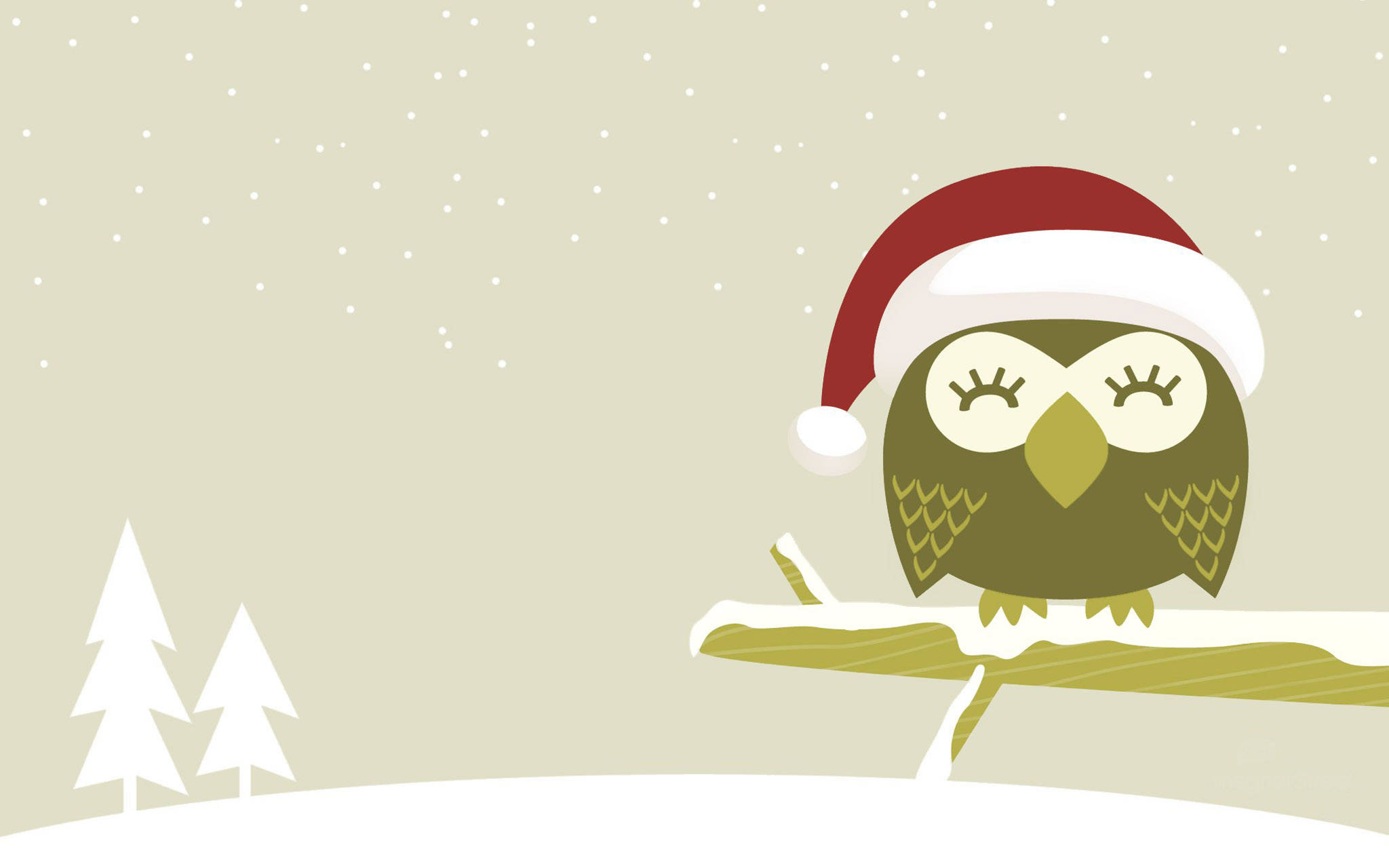 Download Cute Owl Christmas Hat Wallpaper