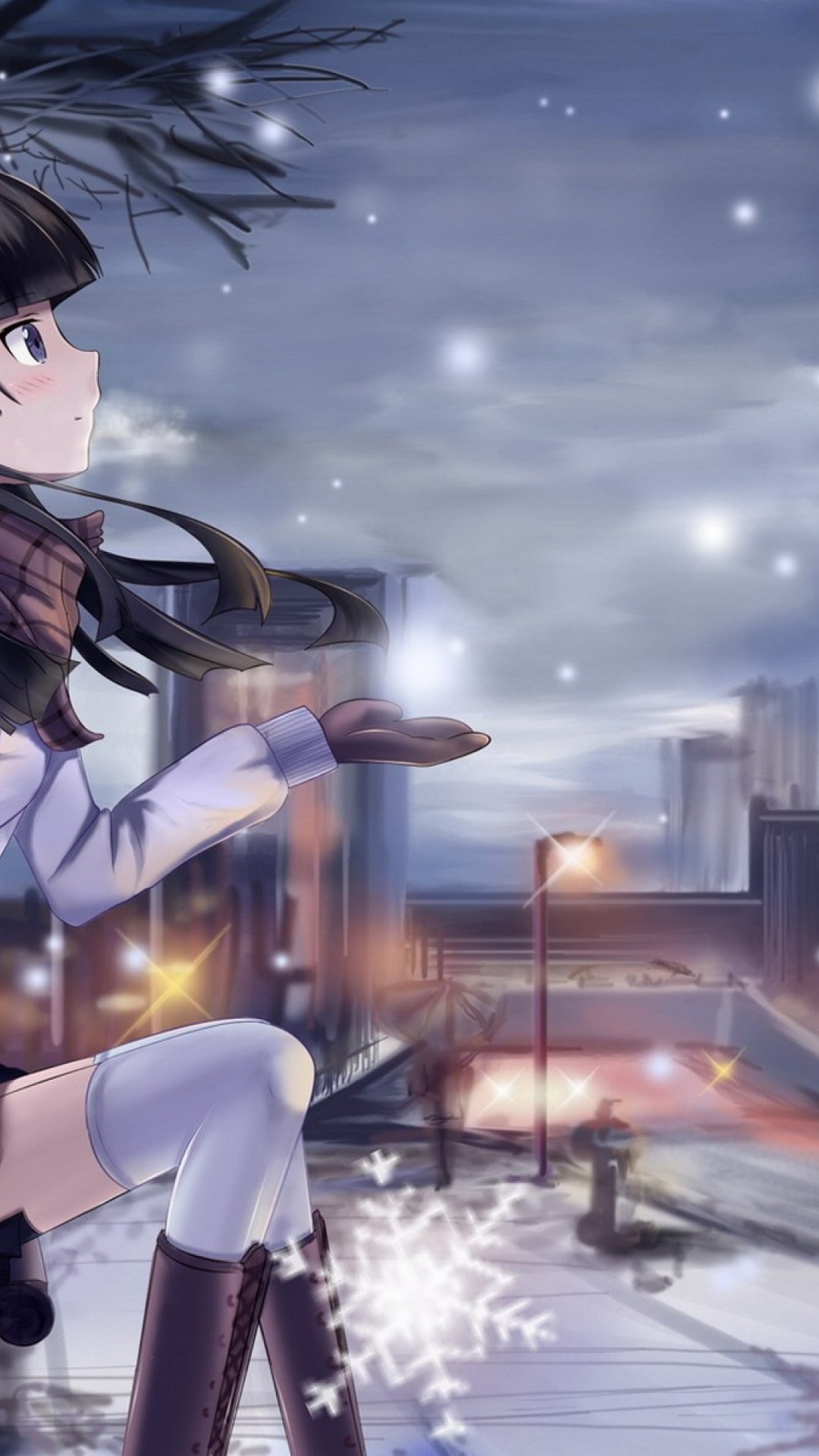 Unique Winter Anime Girl HD Wallpaper iPhone 6 / 6S Plus