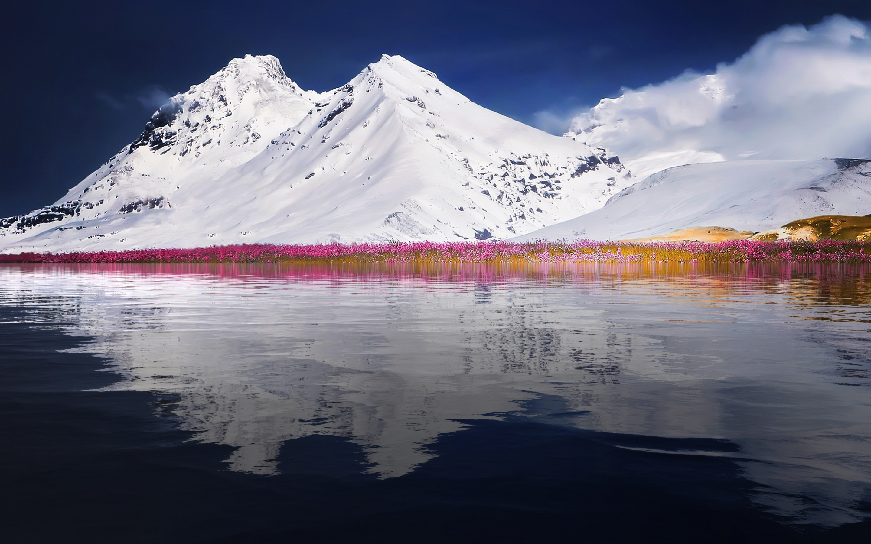 Download wallpaper 2880x1800 mountains, winter, landscape, lake, reflections, nature, mac pro retaia 2880x1800 HD background, 17884