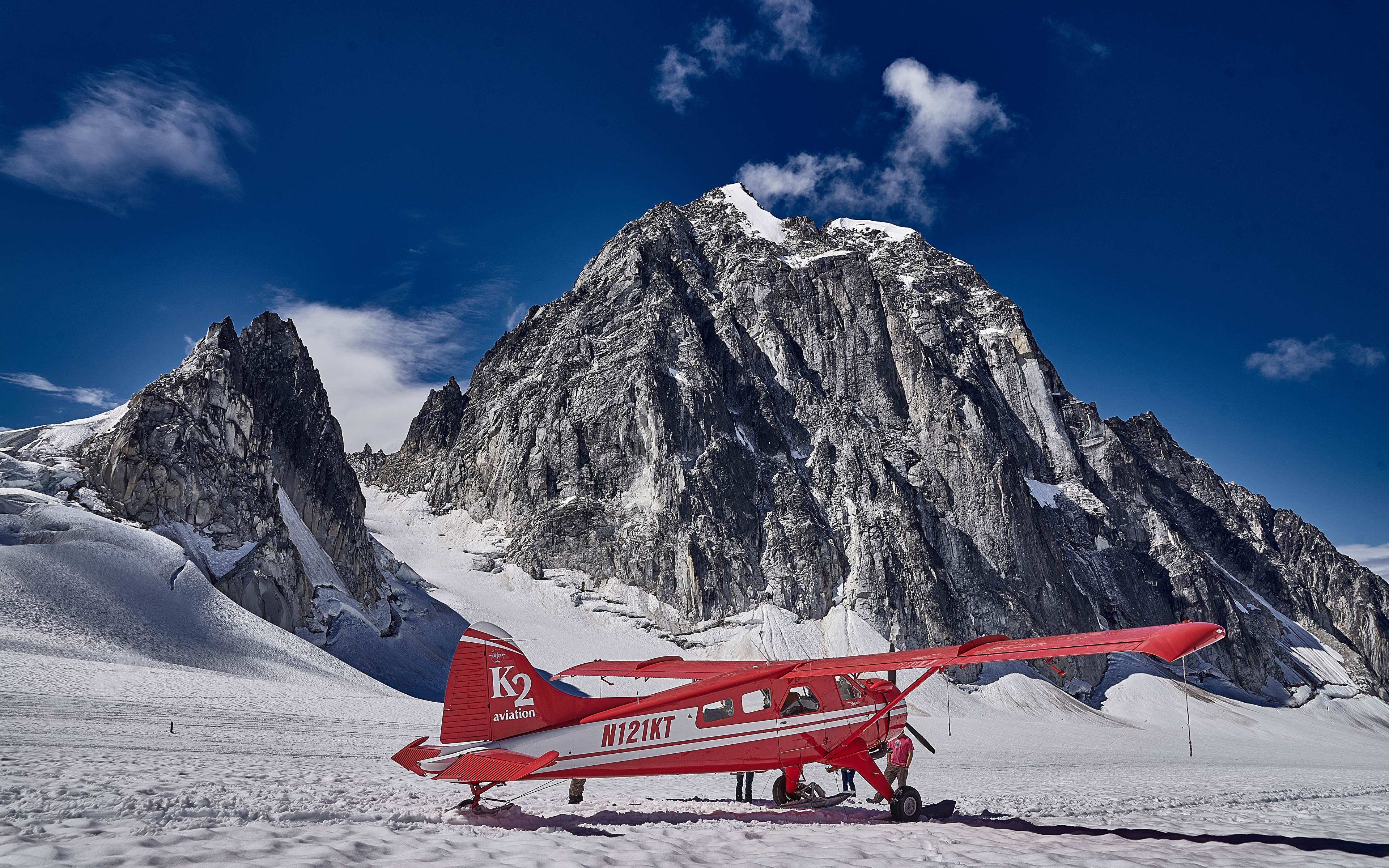 image Alaska Airplane Rock Winter Aviation 3840x2400