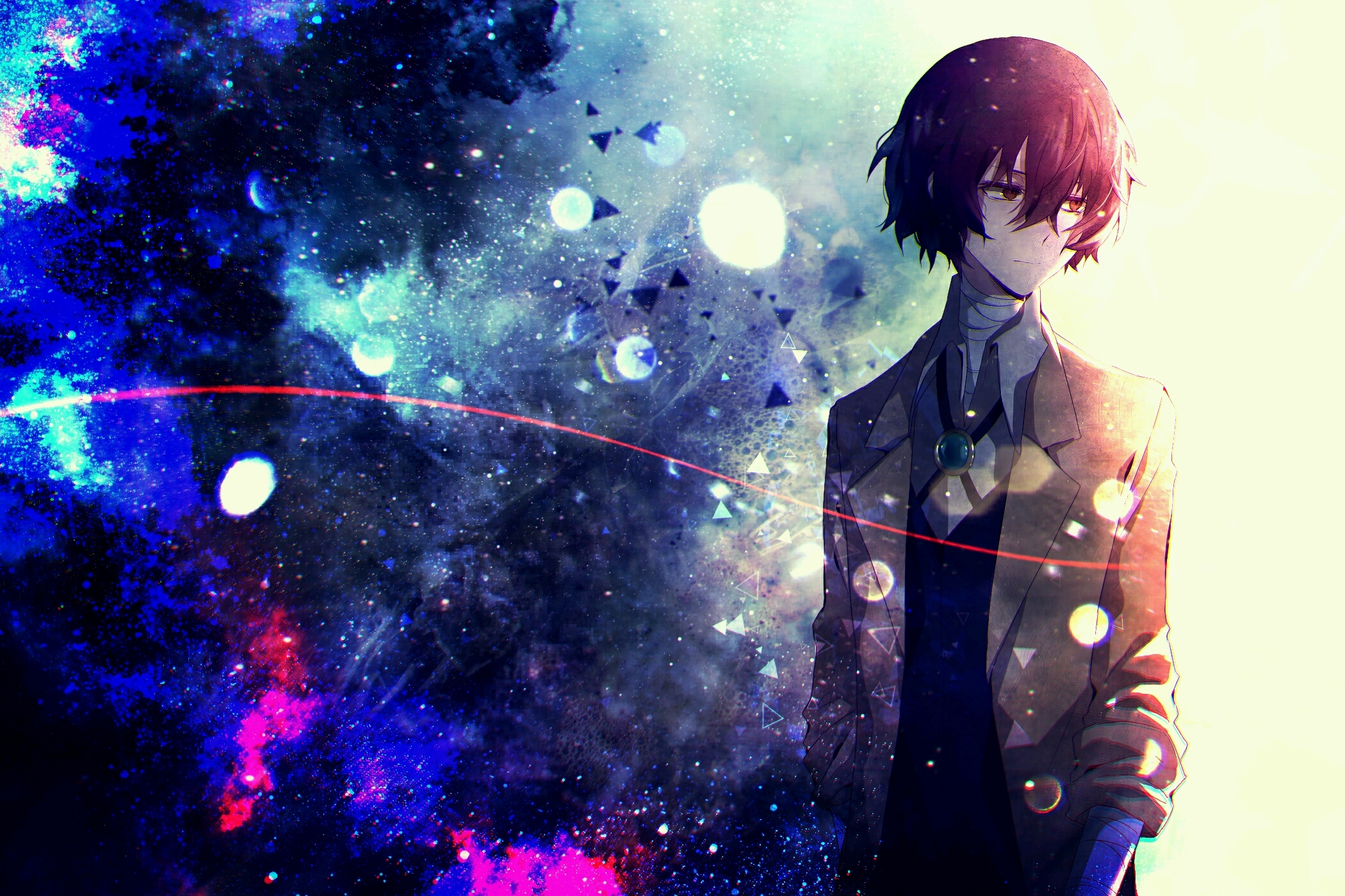 Download 1366x768 Dazai Osamu, Bungou Stray Dogs, Looking Away Wallpaper for Laptop, Notebook
