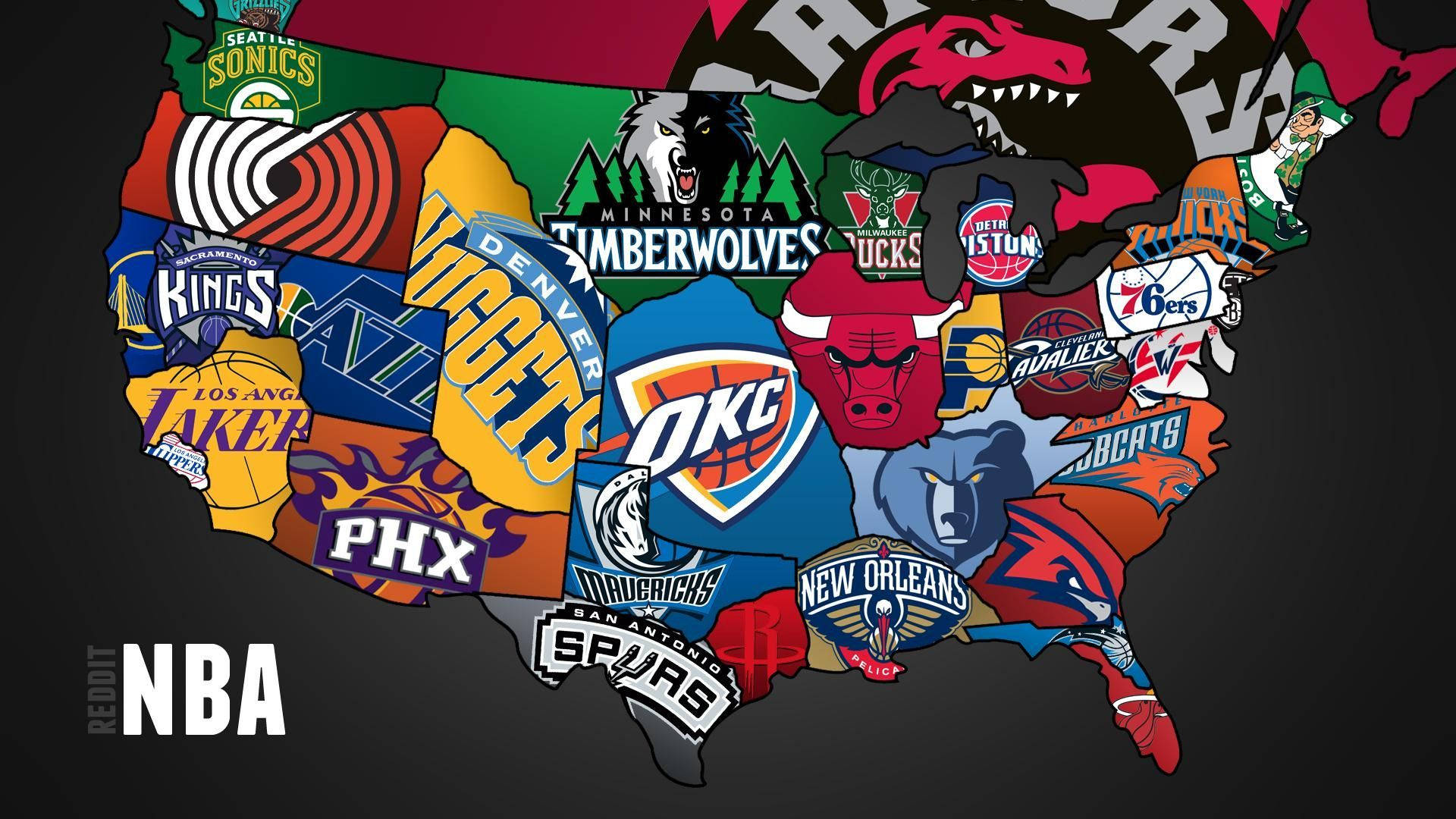 Download U.s. Map With Sports Nba Team Wallpaper