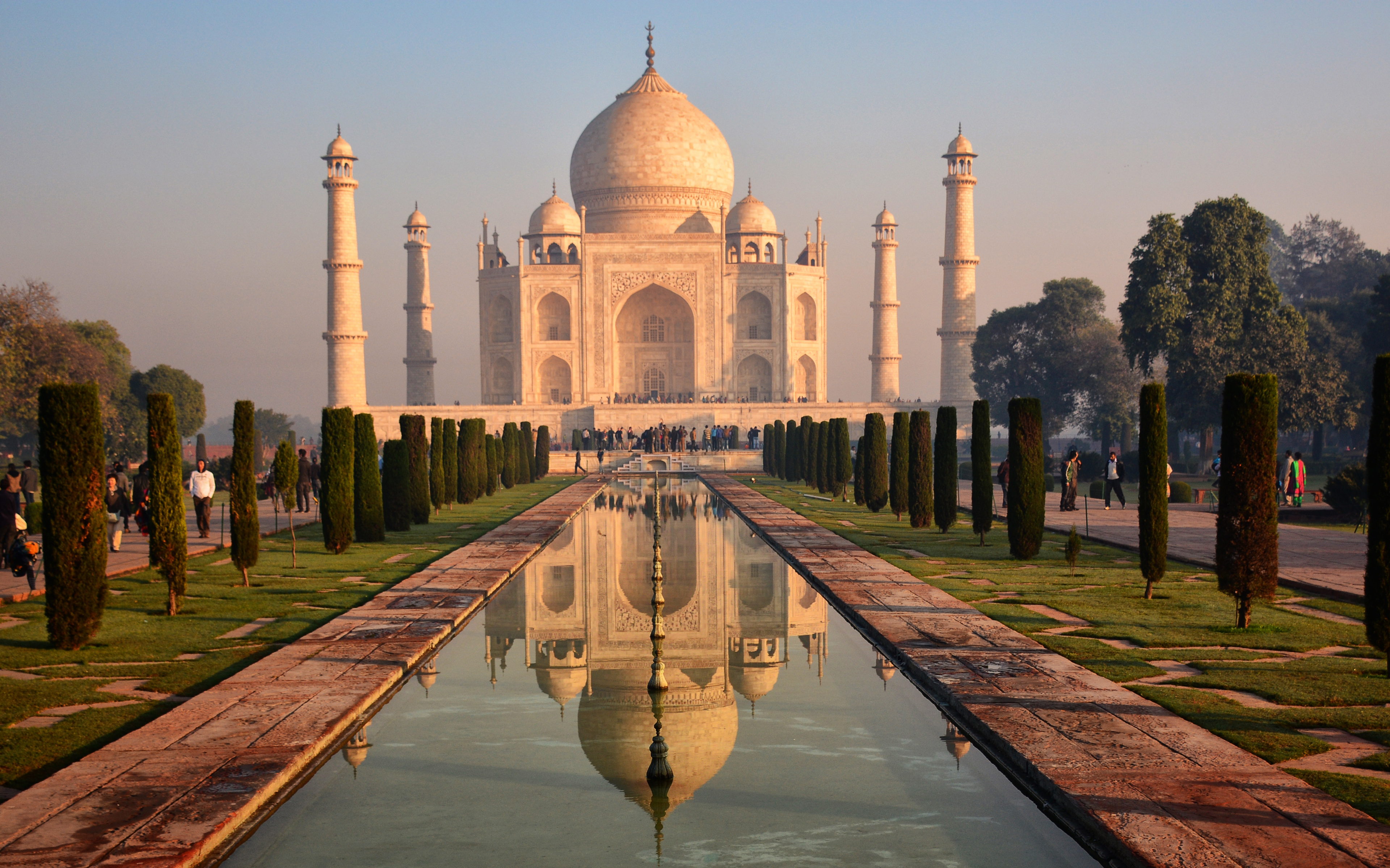 Download Wallpaper Taj Mahal, 4k, Agra, Mausoleum Mosque, River Jamna, Fountain, India For Desktop With Resolution 3840x2400. High Quality HD Picture Wallpaper
