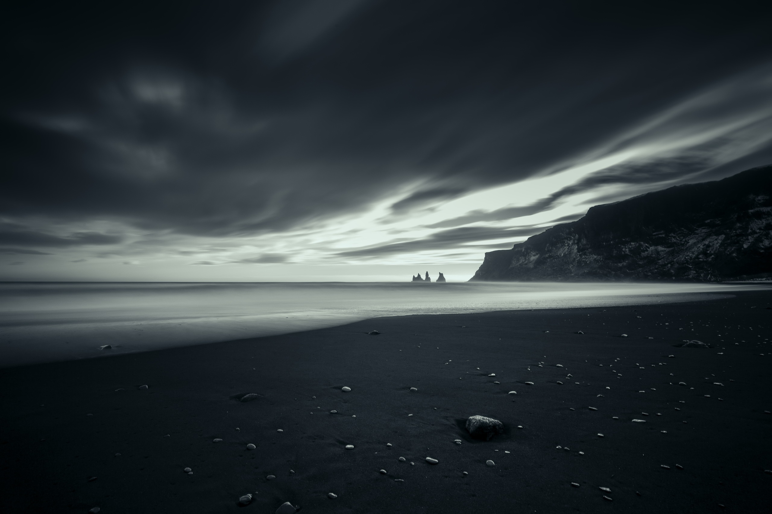dark, Nature, Sky, Beach, Sand, Stones Wallpaper HD / Desktop and Mobile Background