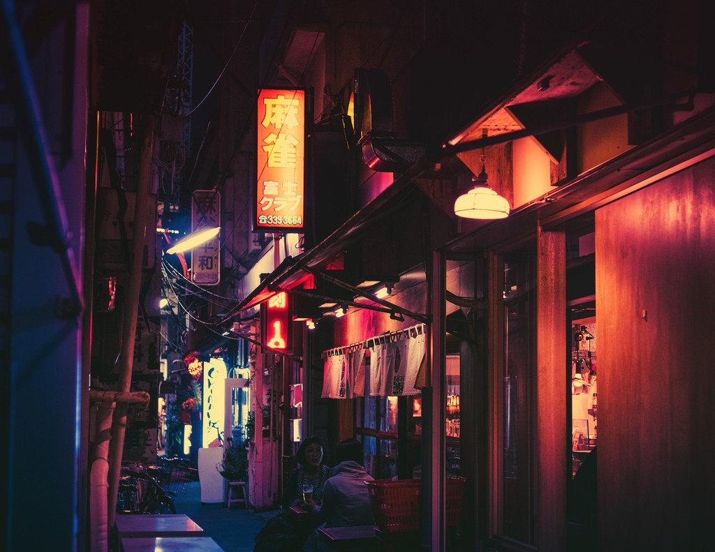 Japan, street, night, evening, bar, Masashi Wakui, light, color, lighting, darkness Gallery HD Wallpaper