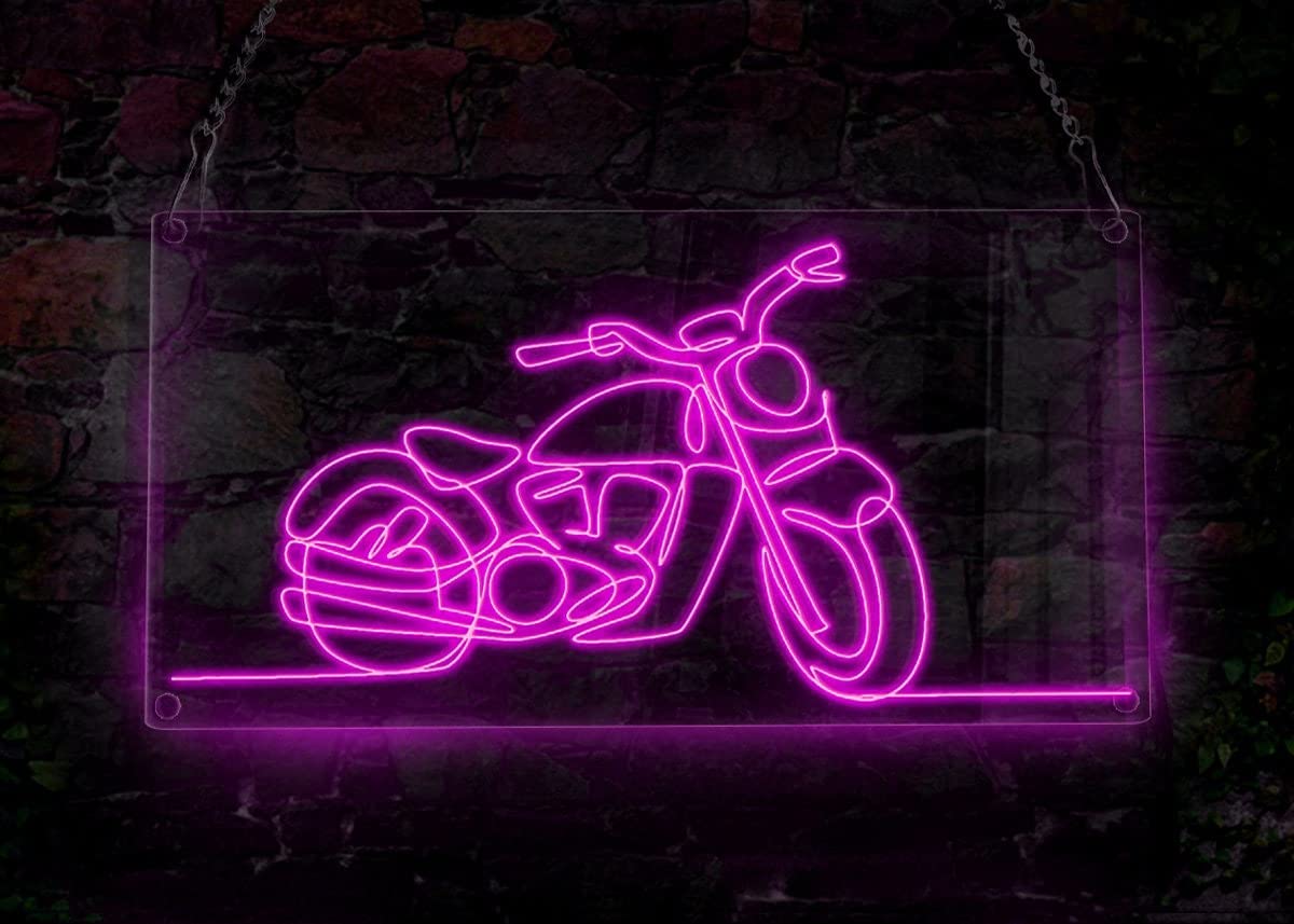 Ancfun Retro Old Vintage Motorcycle Classic Motorbike Transportation Neon Sign, Sports Theme Handmade EL Wire Neon Light Sign, Home Decor Wall Art, Purple, Tools & Home Improvement