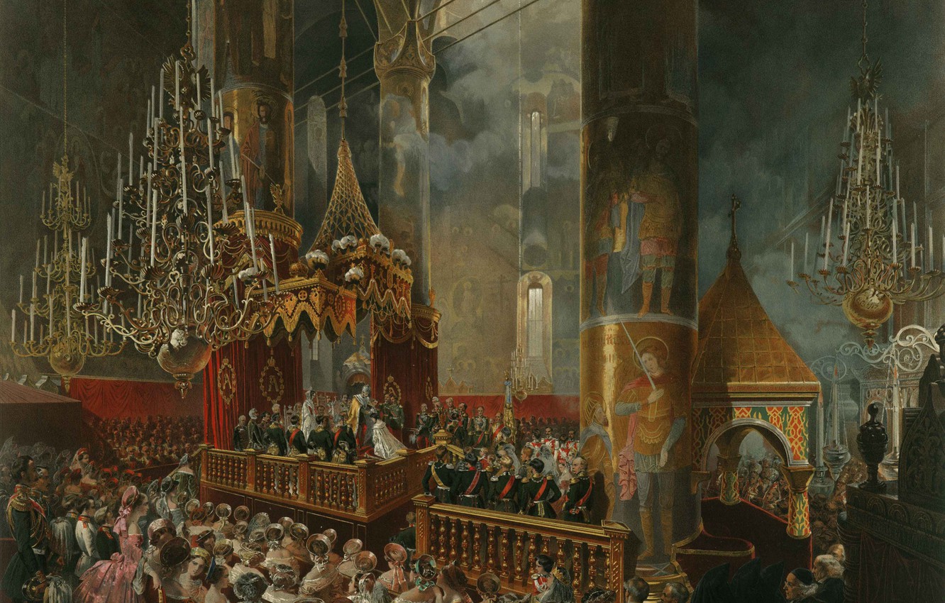 Wallpaper chandeliers, Mihály Zichy, The Coronation Of The Empress image for desktop, section живопись