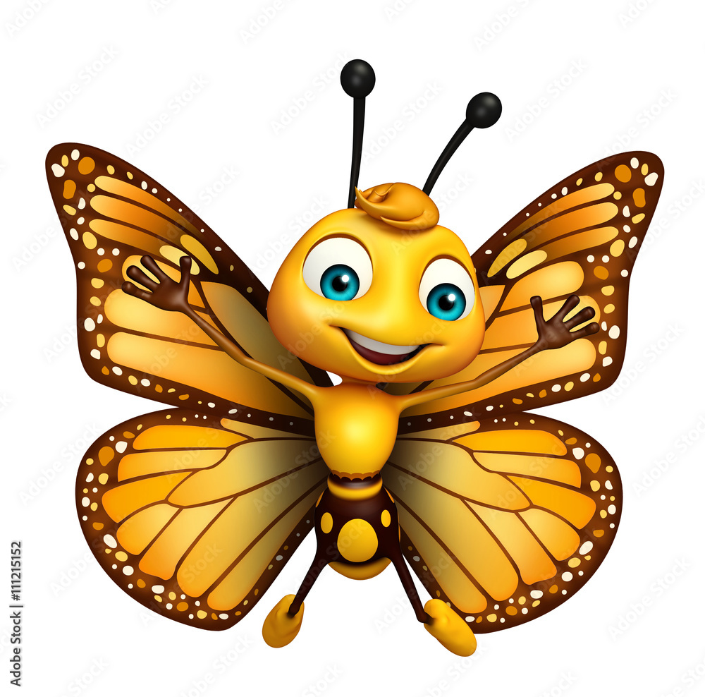 flying Butterfly cartoon character Stock Illustration