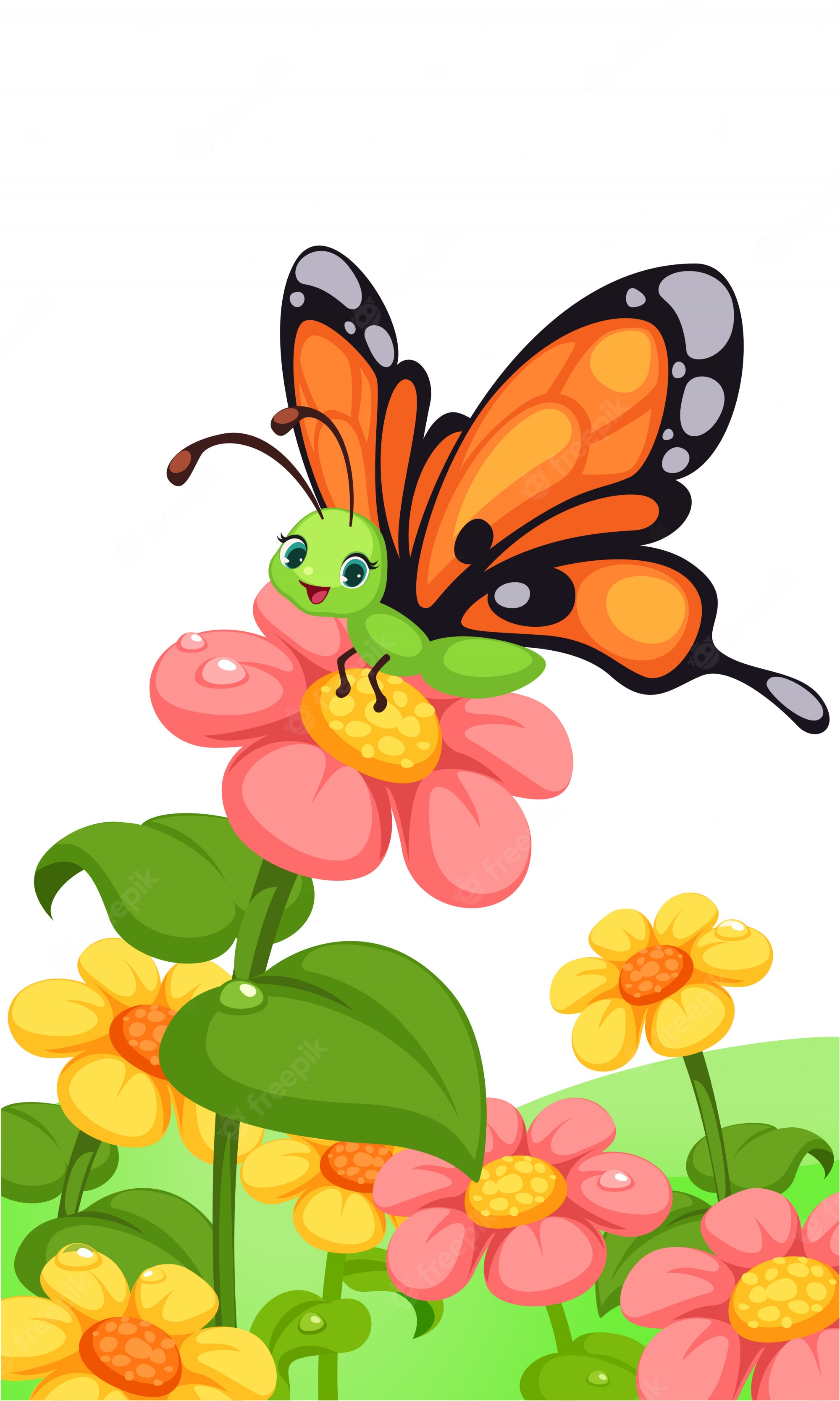 Monarch butterfly cartoon Image. Free Vectors, & PSD