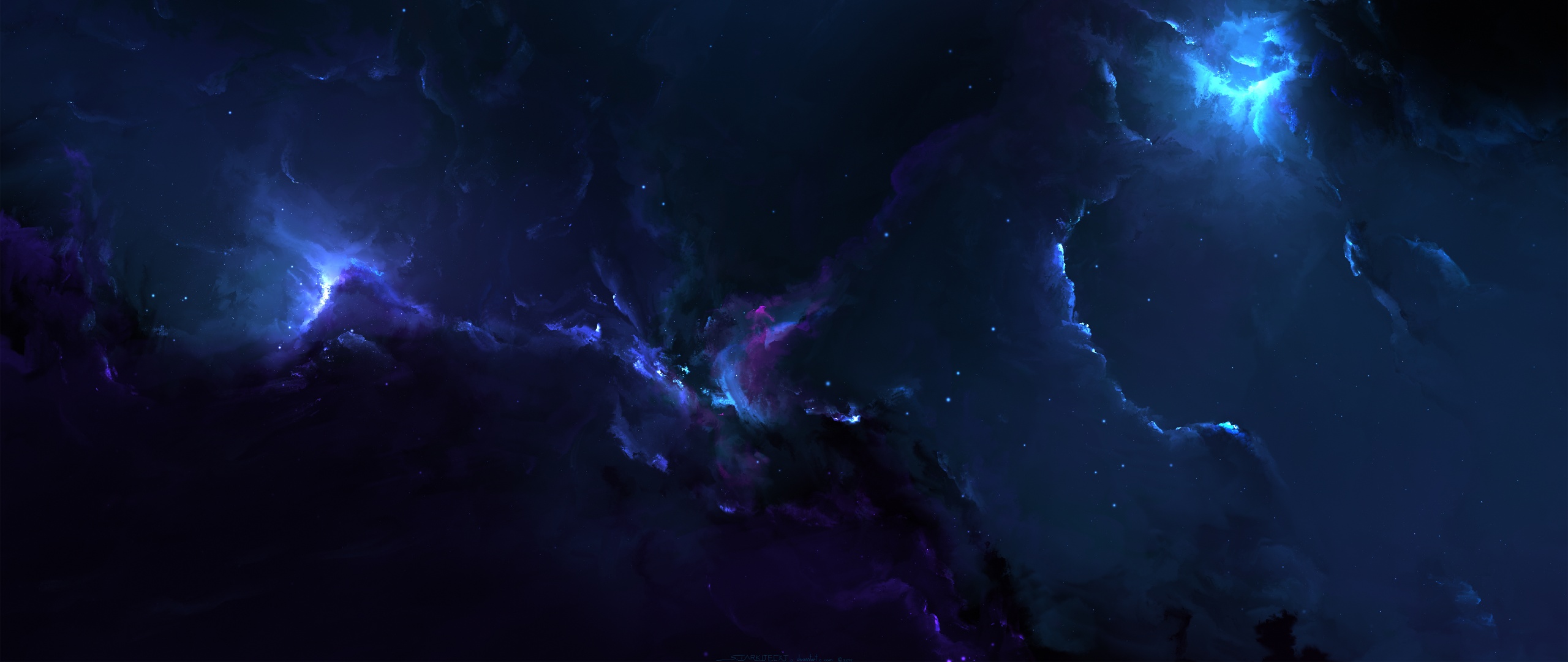 Nebulae Wallpaper 4K, Cosmic, Stars, Dark blue, Dark background, Space