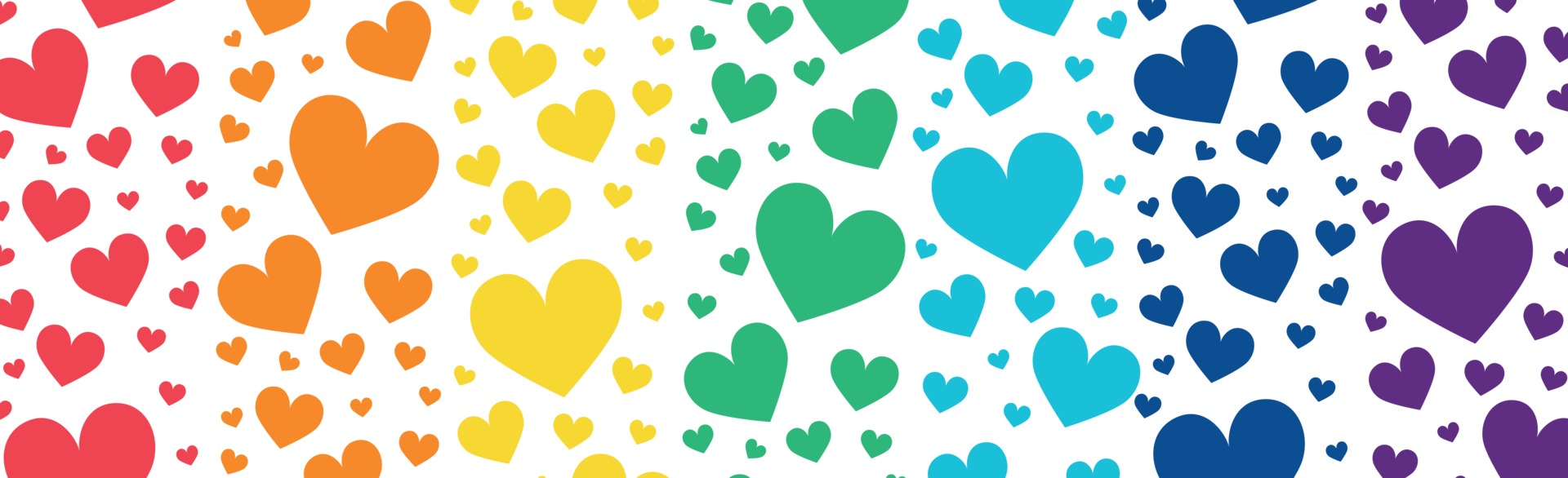 Abstract rainbow hearts on white background