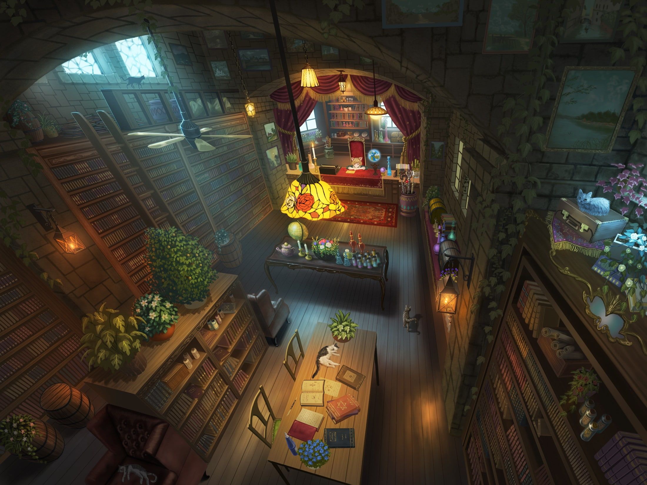 fantasy city #library P #wallpaper #hdwallpaper #desktop. Magic store, Fantasy city, HD wallpaper