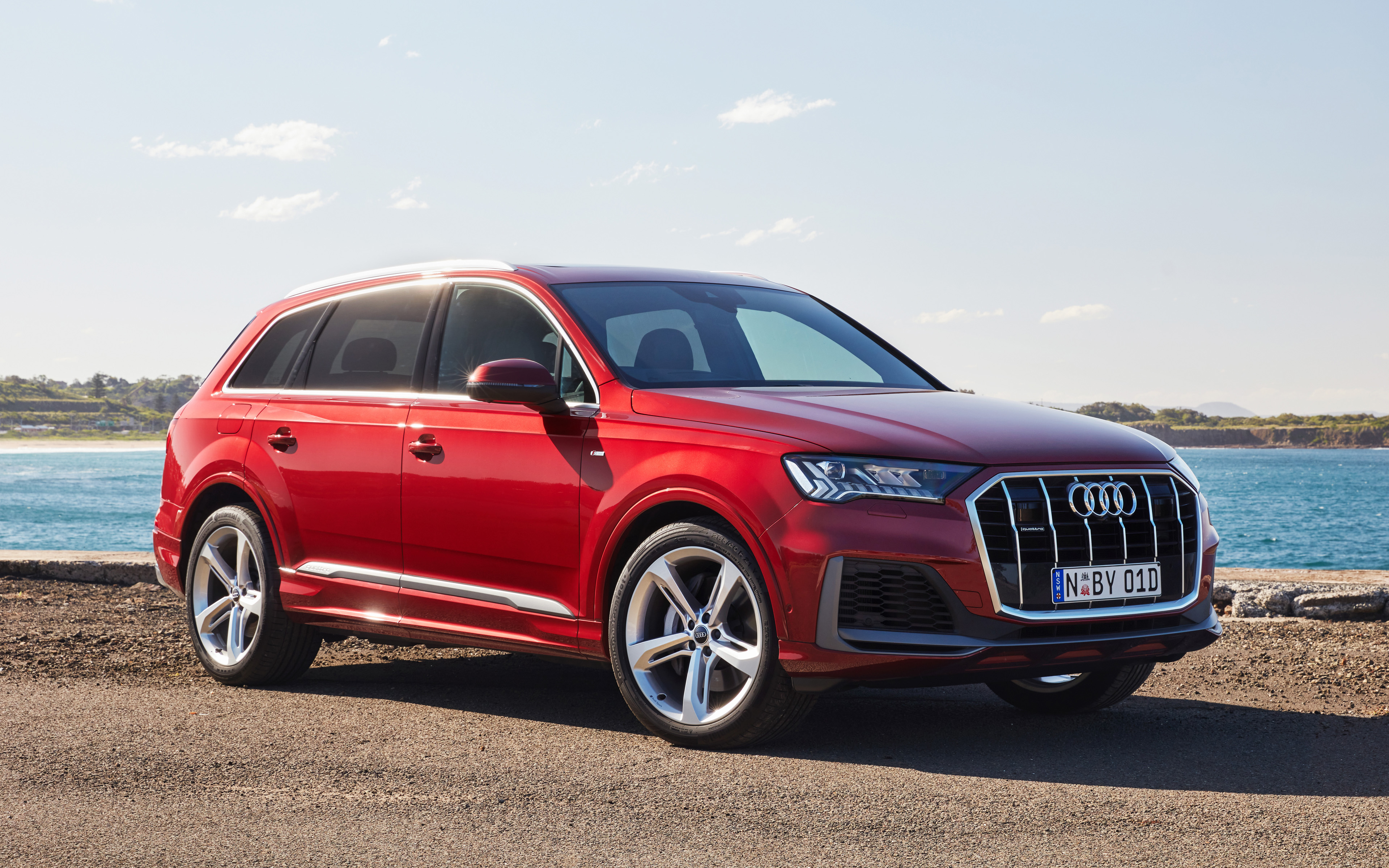 Download Wallpaper Audi Q7, 4k, Offroad, 2020 Cars, AU Spec, SUVs, Red Q7, 2020 Audi Q7, German Cars, Audi For Desktop With Resolution 3840x2400. High Quality HD Picture Wallpaper