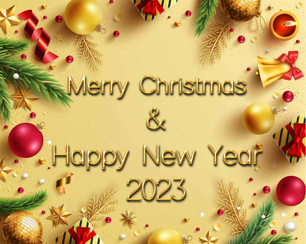 image of Merry Christmas and Happy 2023 Cards with message