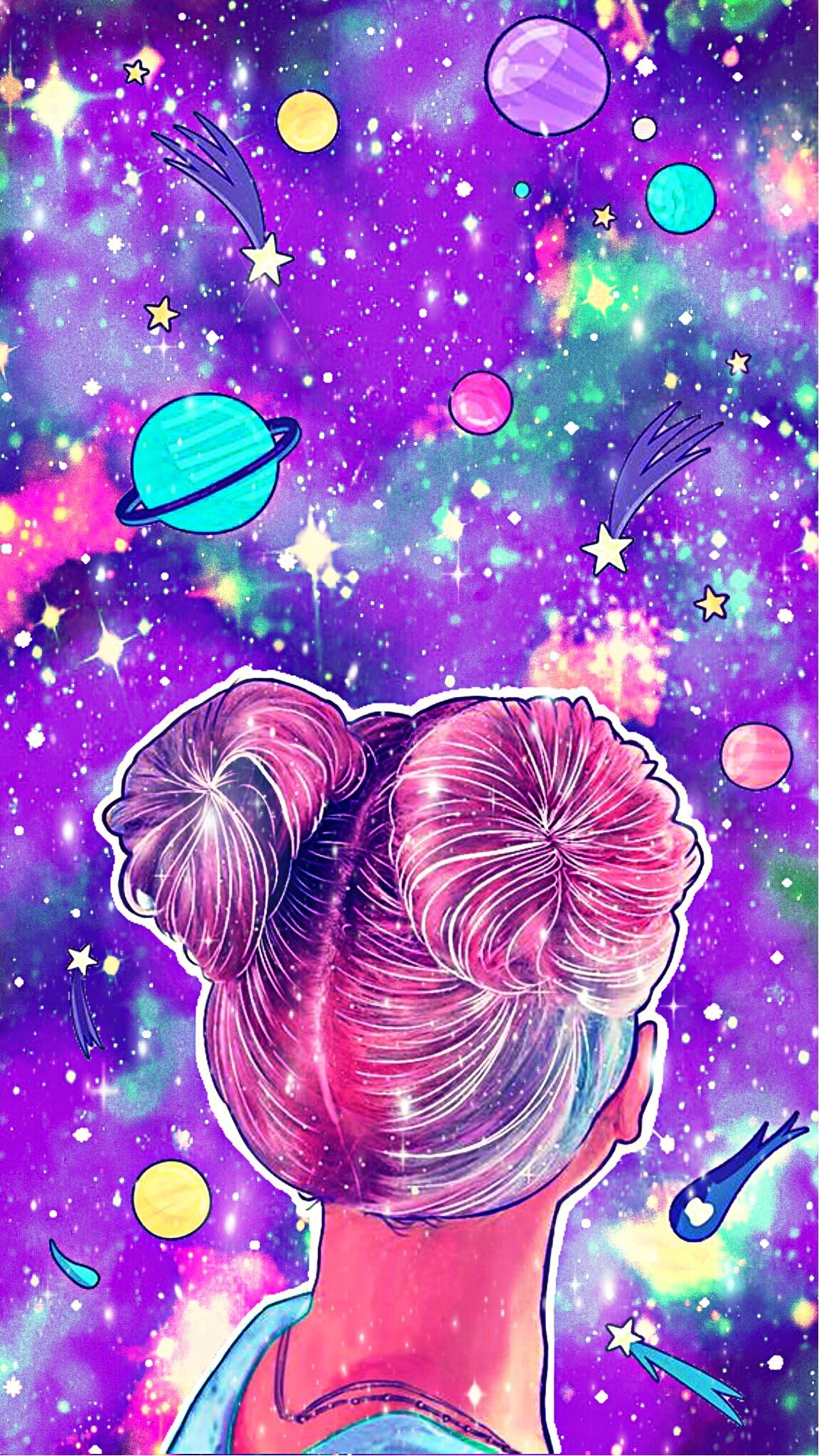Girl Planet Galaxy #androidwallpaper #iphonewallpaper #glitter #sparkle #galaxy #space #planets. Unicornios wallpaper, Pintura de galaxias, Empapelado de galaxias