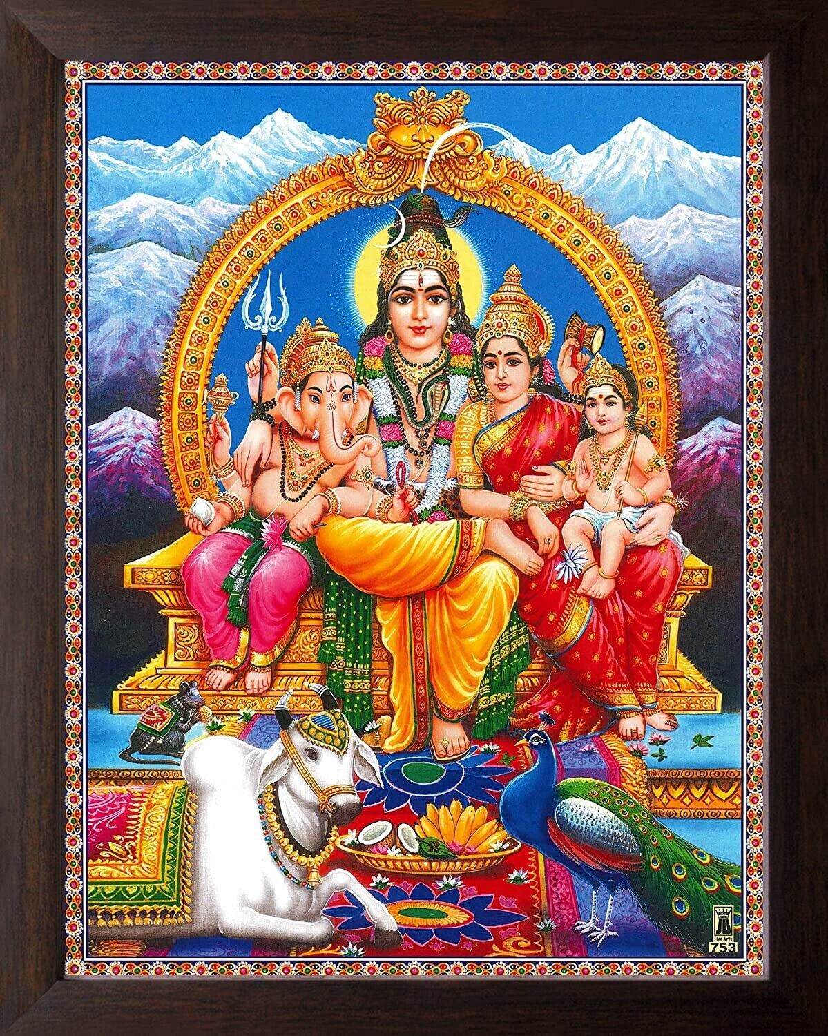 Wall Decor Lord Shiva Family, HD Printed Photo Frame ( Size: 30 X 23.5 X 1.5 cm)