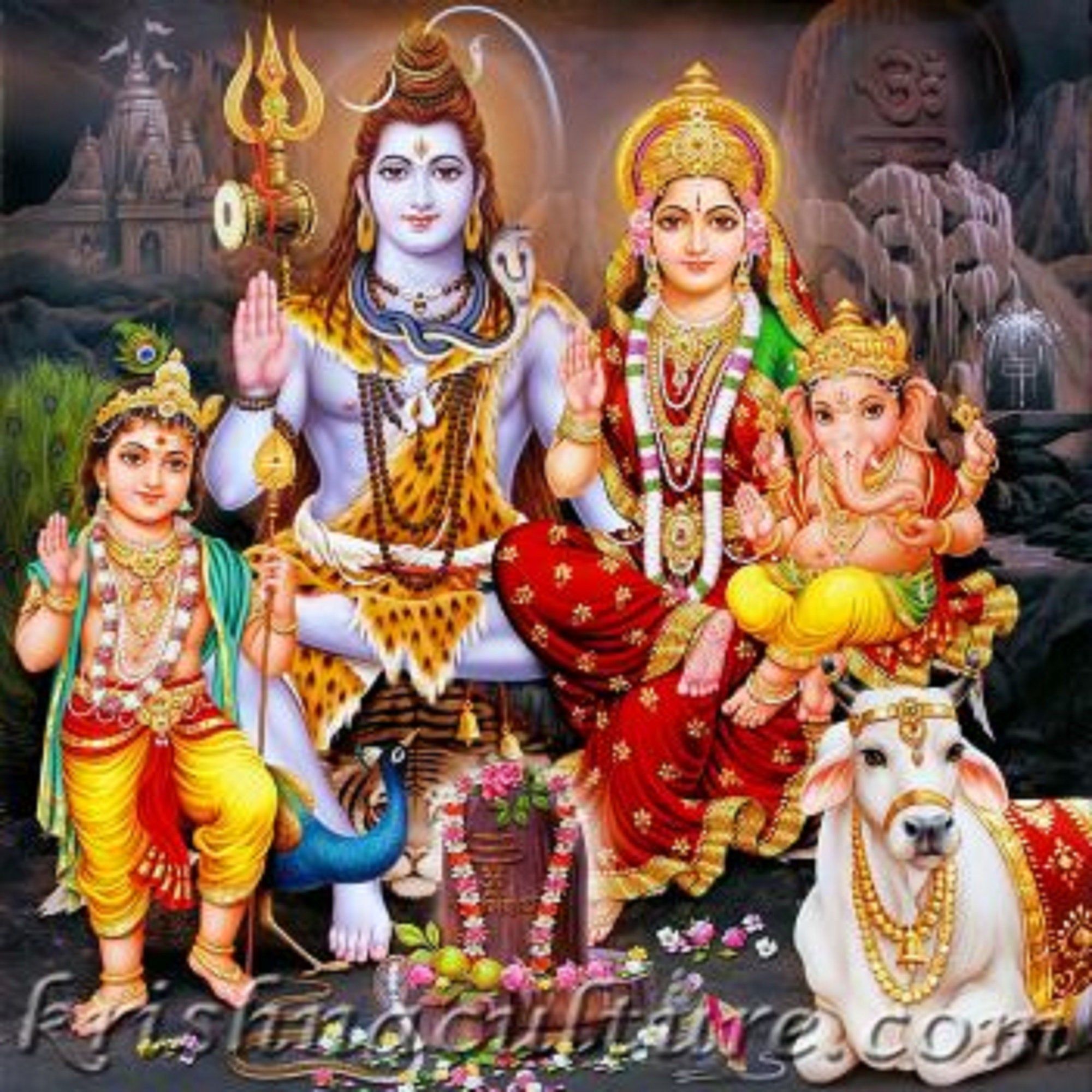 Krishna Shiva Family Portrait CV100TQ Canvas Art 12X12. Lord shiva family, Lord shiva, Lord shiva painting
