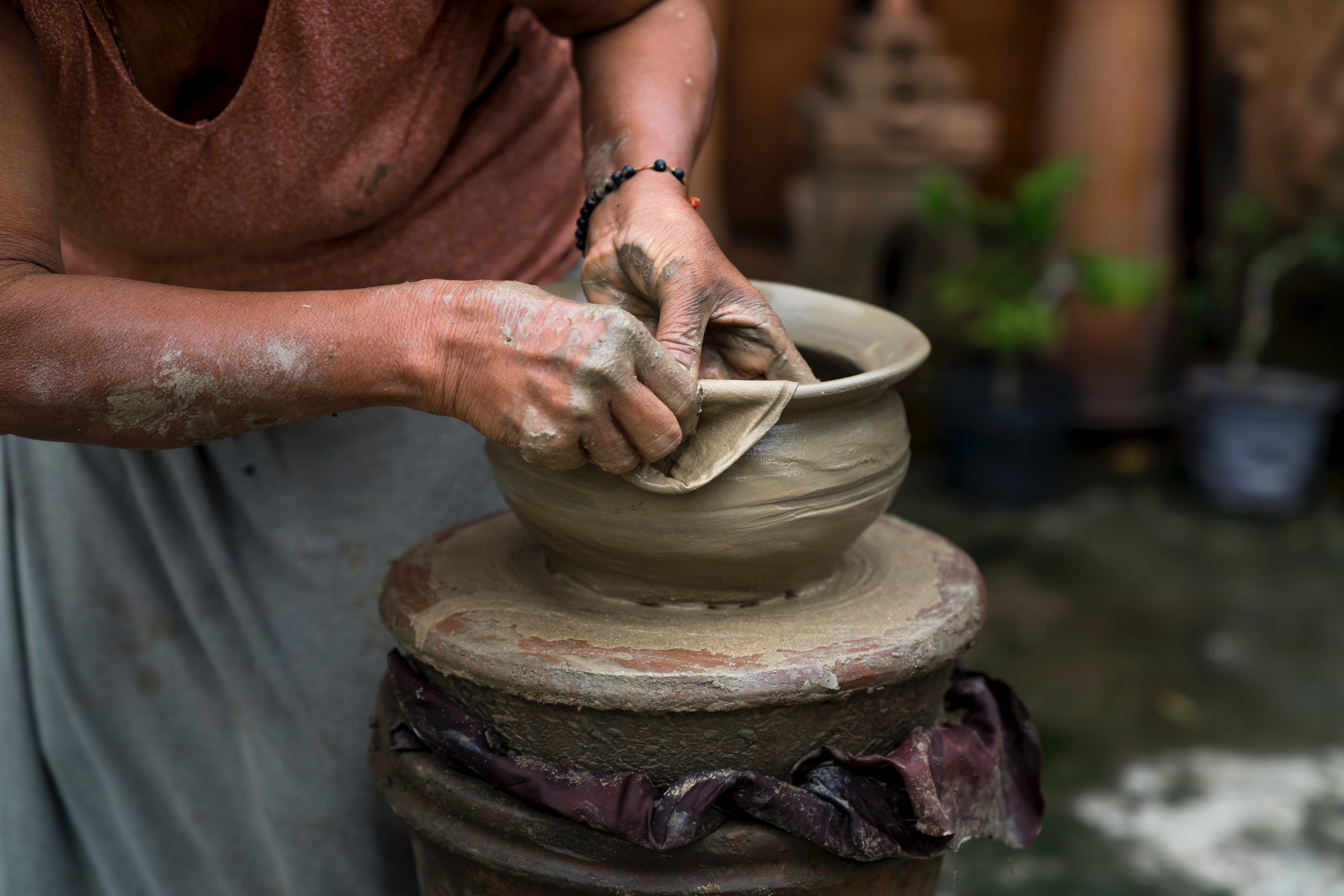 Woman Making Clay Pot · Free