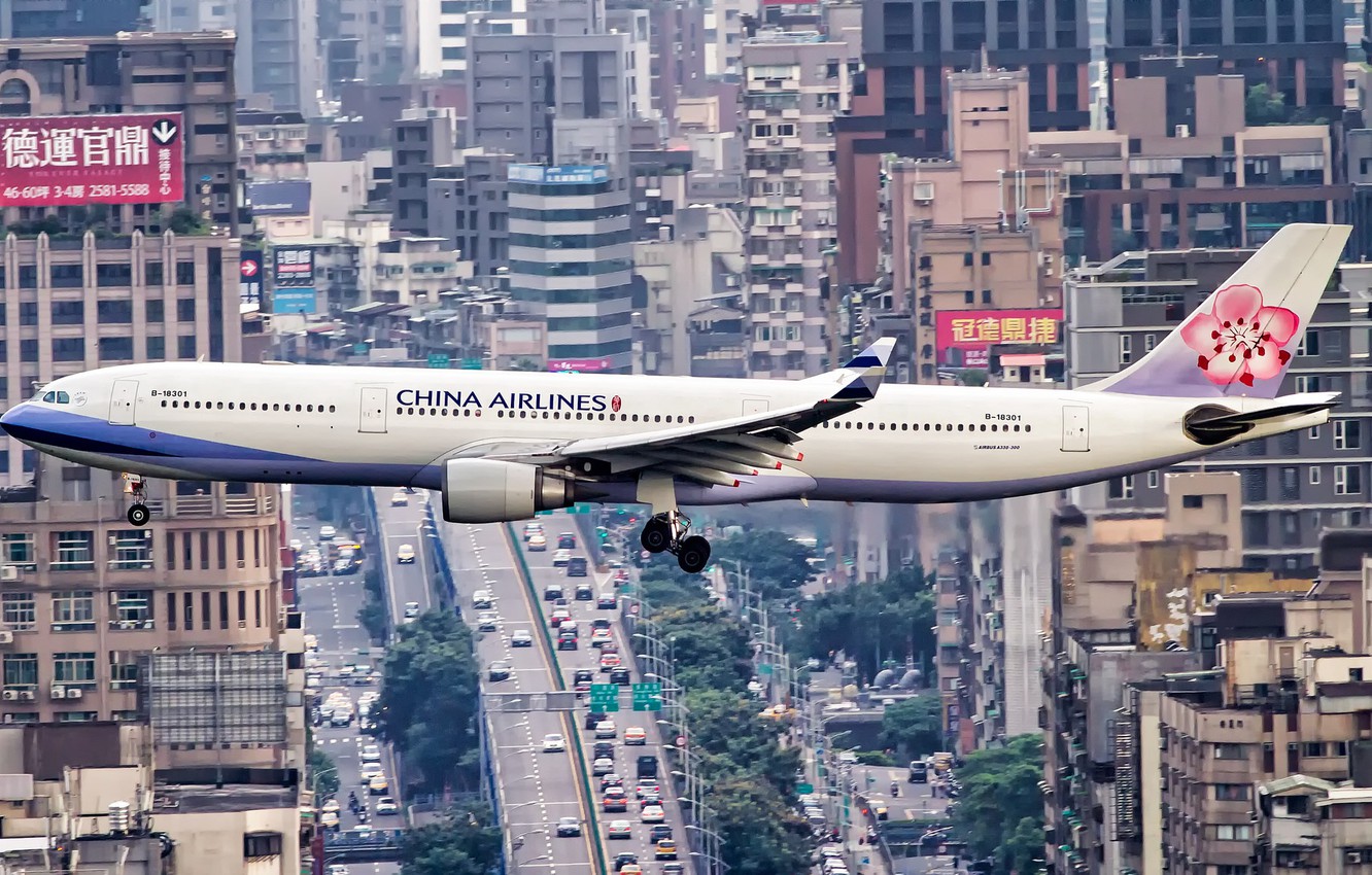Wallpaper Flight, The City, China Airlines, Airbus A330 300 Image For Desktop, Section авиация
