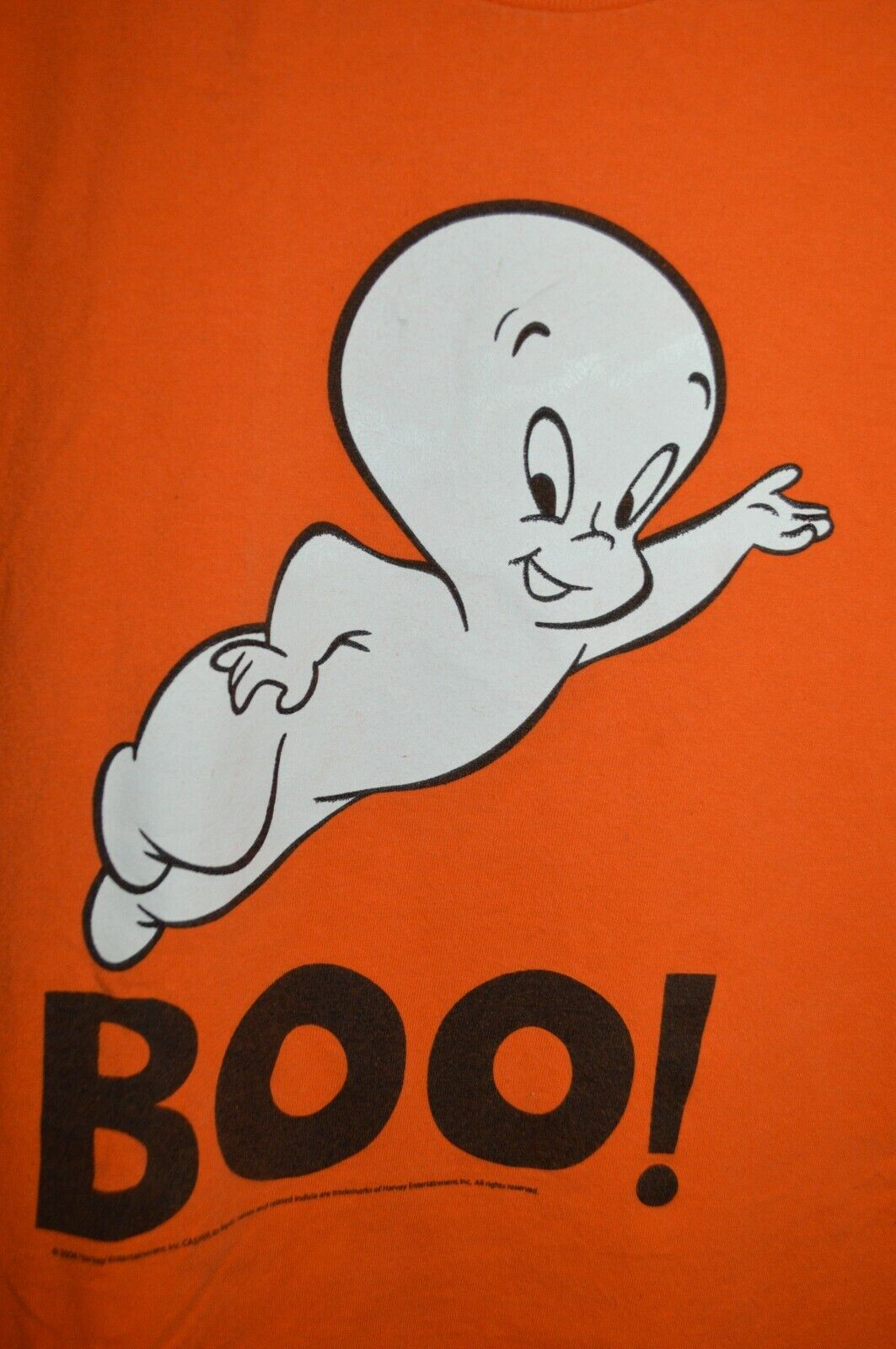 Casper The Friendly Ghost T Shirt Mens Size XL Orange BOO! Halloween