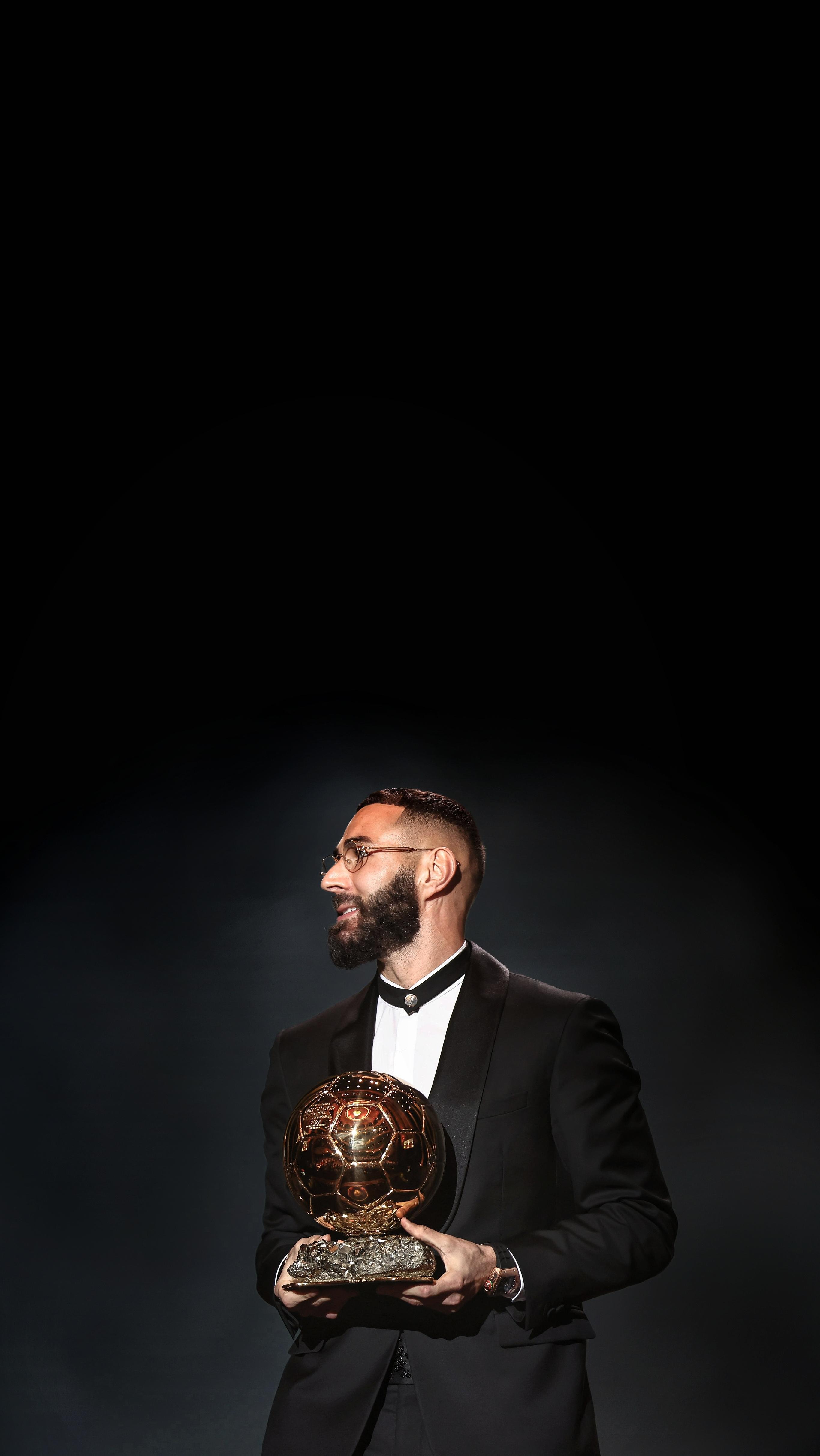 HD Wallpaper of Karim Benzema X Ballon d'Or & Thibaut Courtois X Yashin Trophy