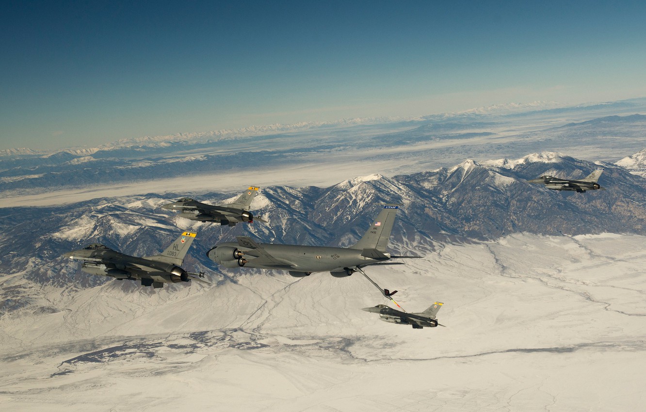 Wallpaper Snow, Flight, Mountains, Fighters, F Fighting Falcon, Stratotanker, Tanker Aircraft, Boeing KC 135 Image For Desktop, Section авиация