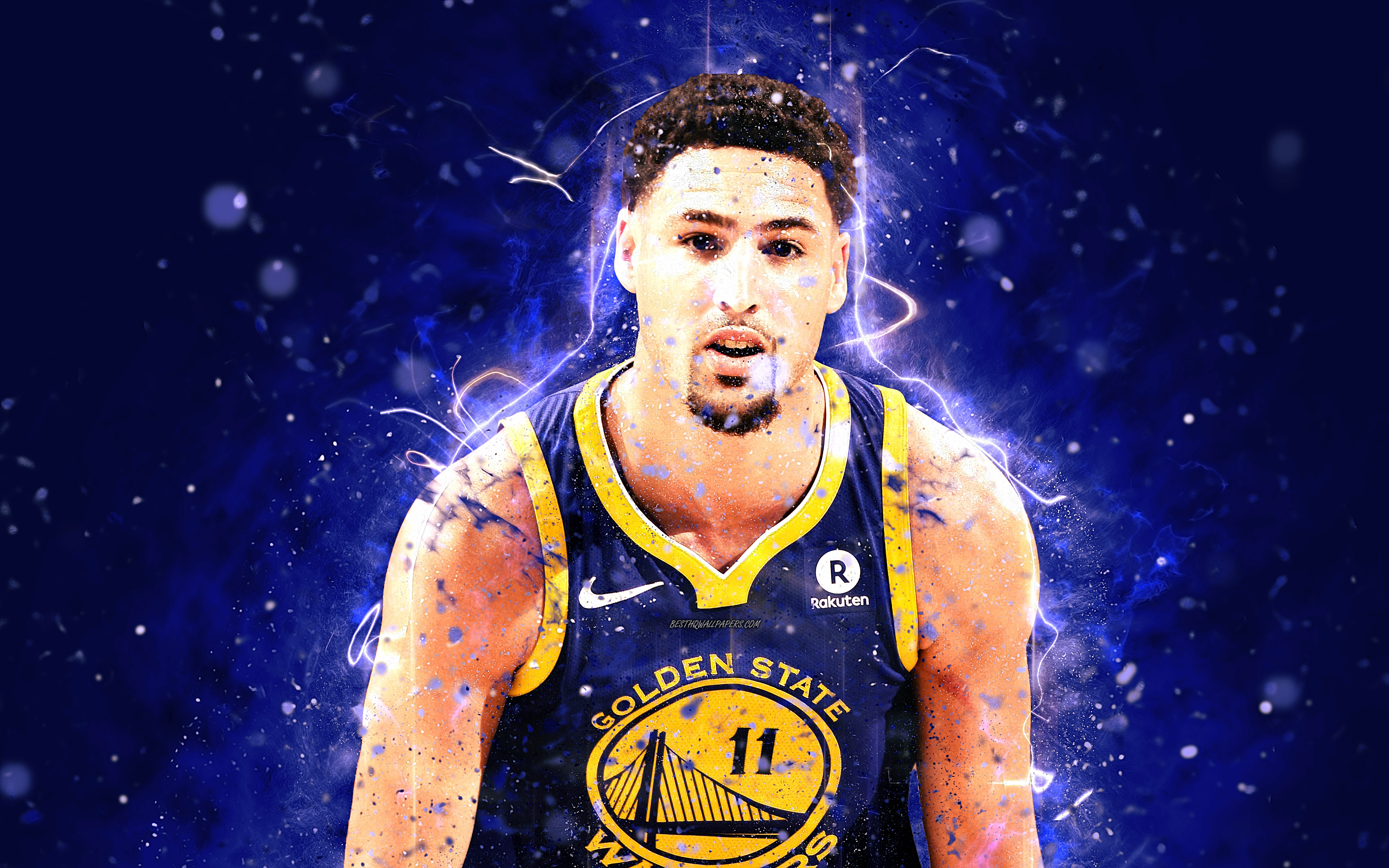 Download wallpaper 4k, Klay Thompson, abstract art, basketball stars, NBA, Golden State Warriors, Thompson, basketball, creative for desktop with resolution 3840x2400. High Quality HD picture wallpaper