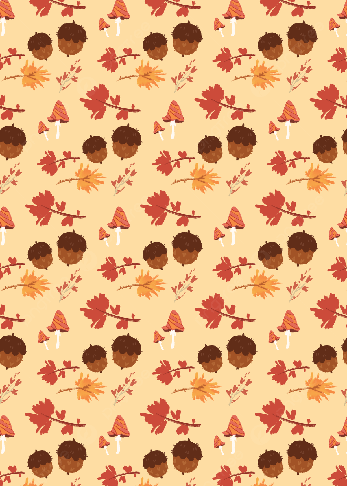 Cartoon Autumn Pattern Seamless Background Wallpaper, Autumn, Pattern, Background Background Image for Free Download