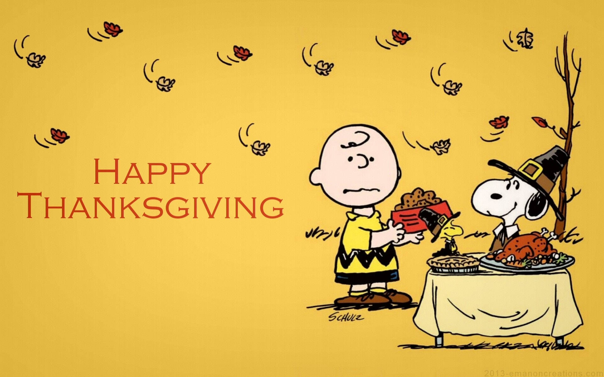 Download Cute Thanksgiving Charlie And Snoopy Wallpaper