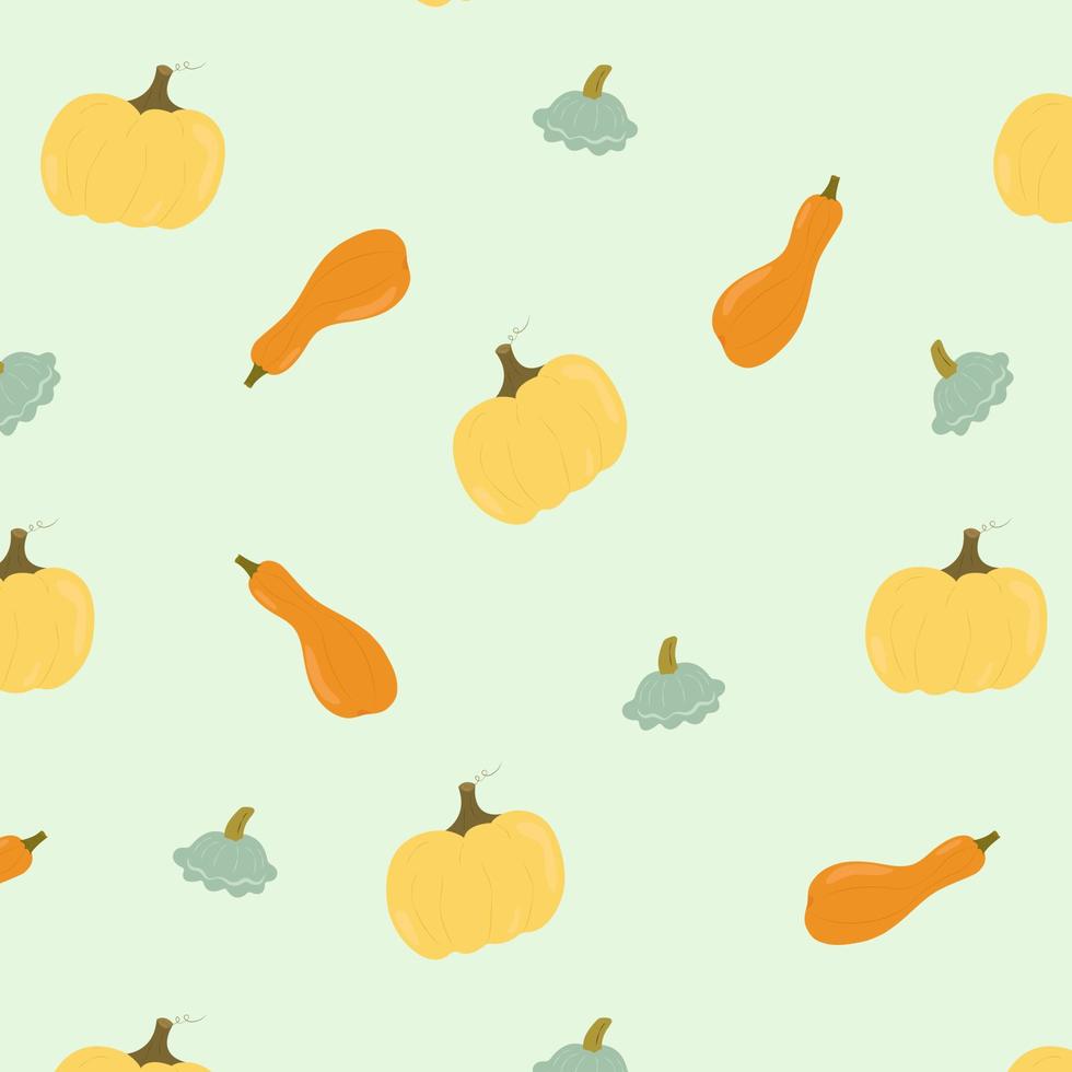 Pretty autumn pumpkin seamless vector pattern in pastel colors. Halloween and Thanksgiving vector for giftware and textiles